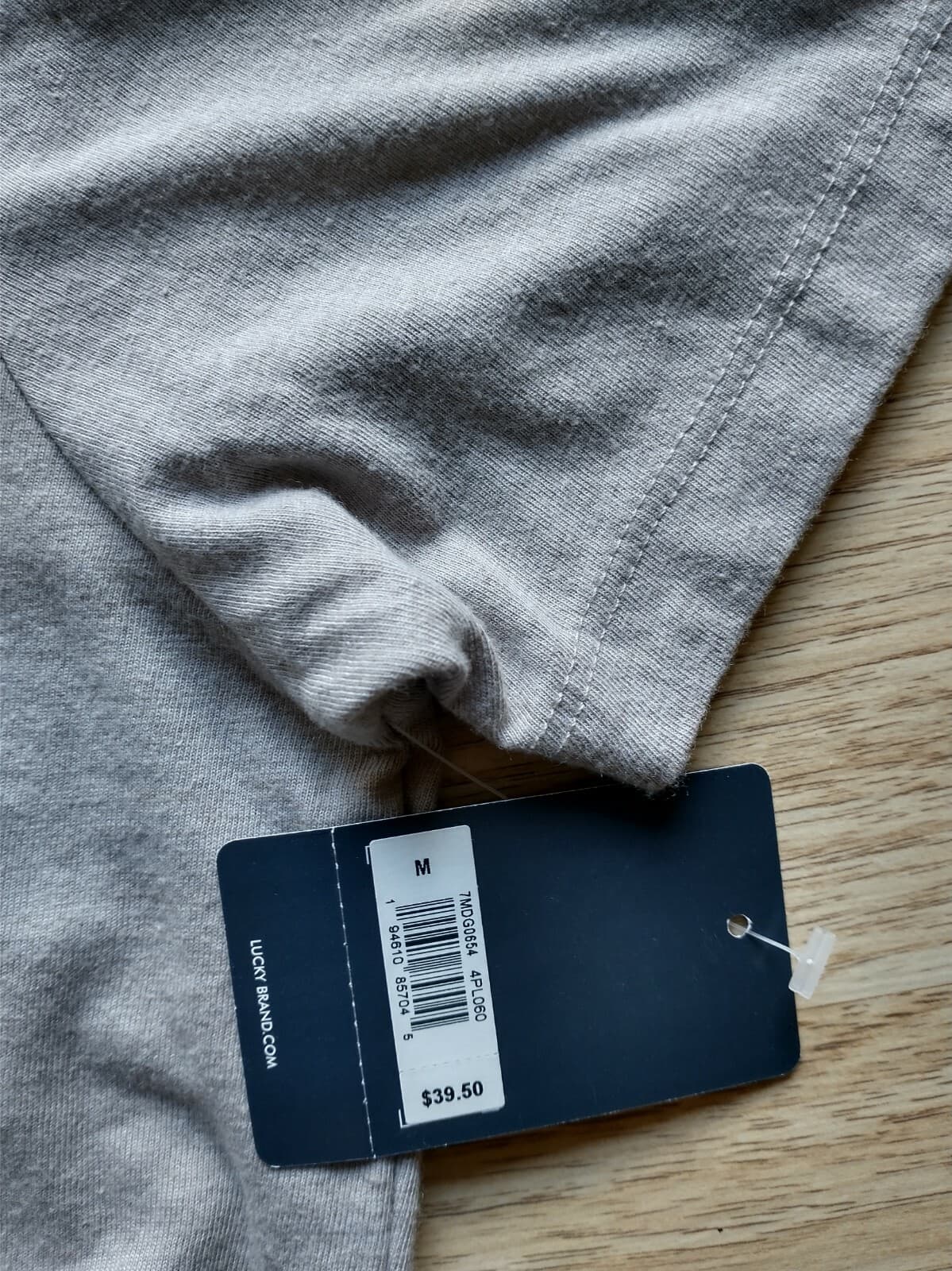 NWT Lucky Brand T-Shirt Short Sleeve Grey Cotton Blend Men Sz.M - Thumbnail 6