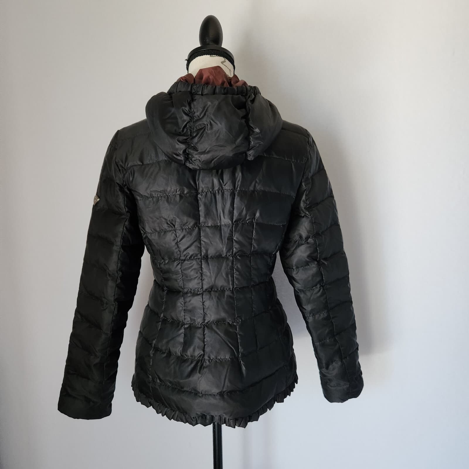 I Madison Expedition Down Puffer Hooded Jacket Ruffle Zip Black Women's S - Thumbnail 6