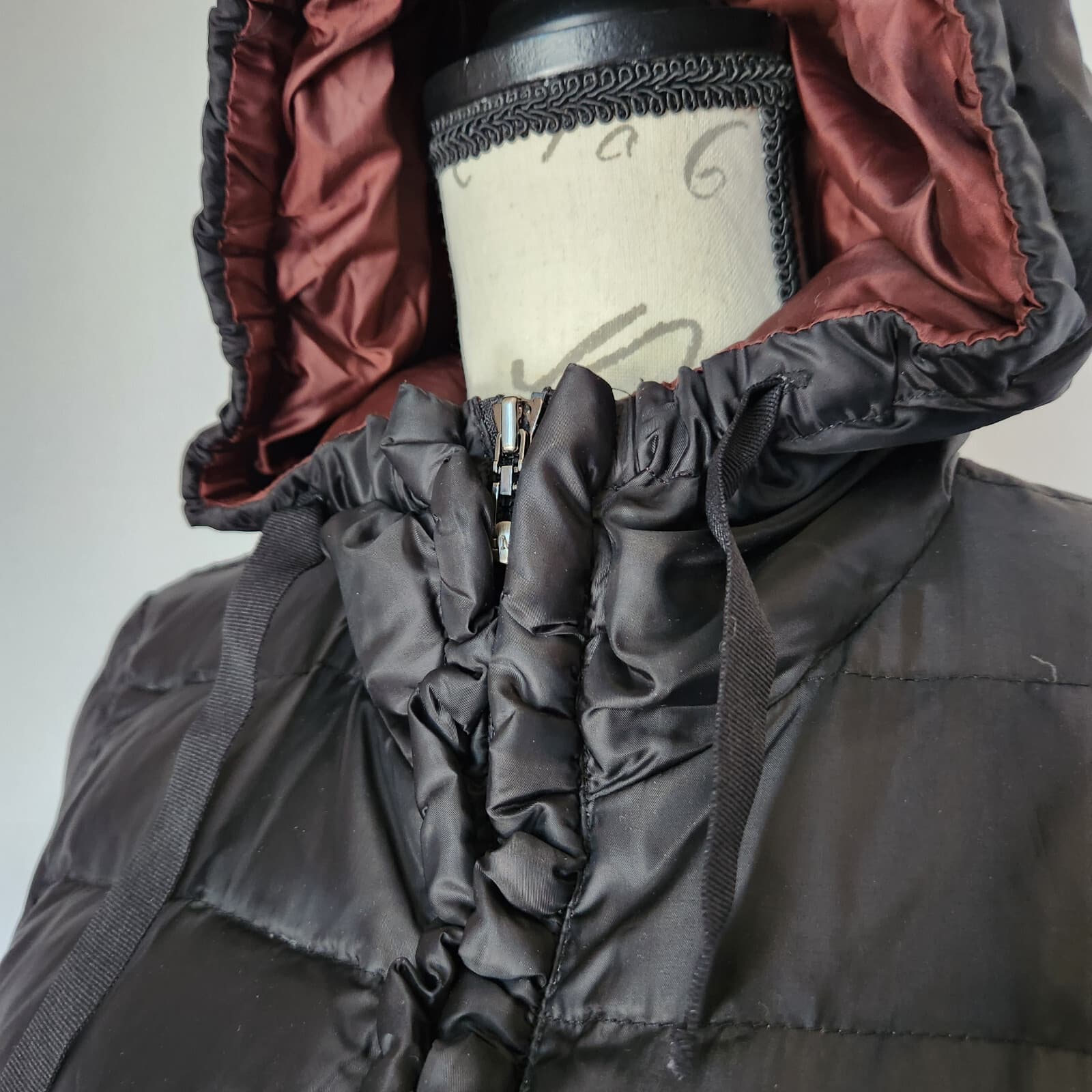 I Madison Expedition Down Puffer Hooded Jacket Ruffle Zip Black Women's S - Thumbnail 4