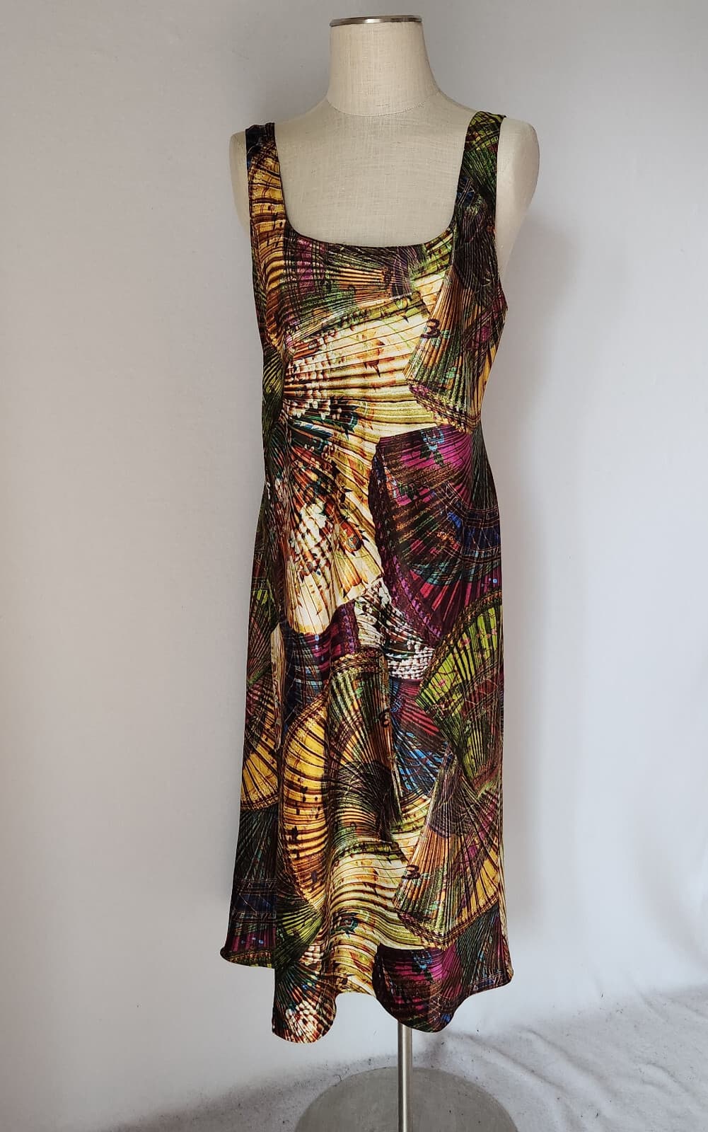 Natori Abstract Satin/Silky Sleeveless Nightgown Chemise Dress Square Neck Sz.L - Thumbnail 3