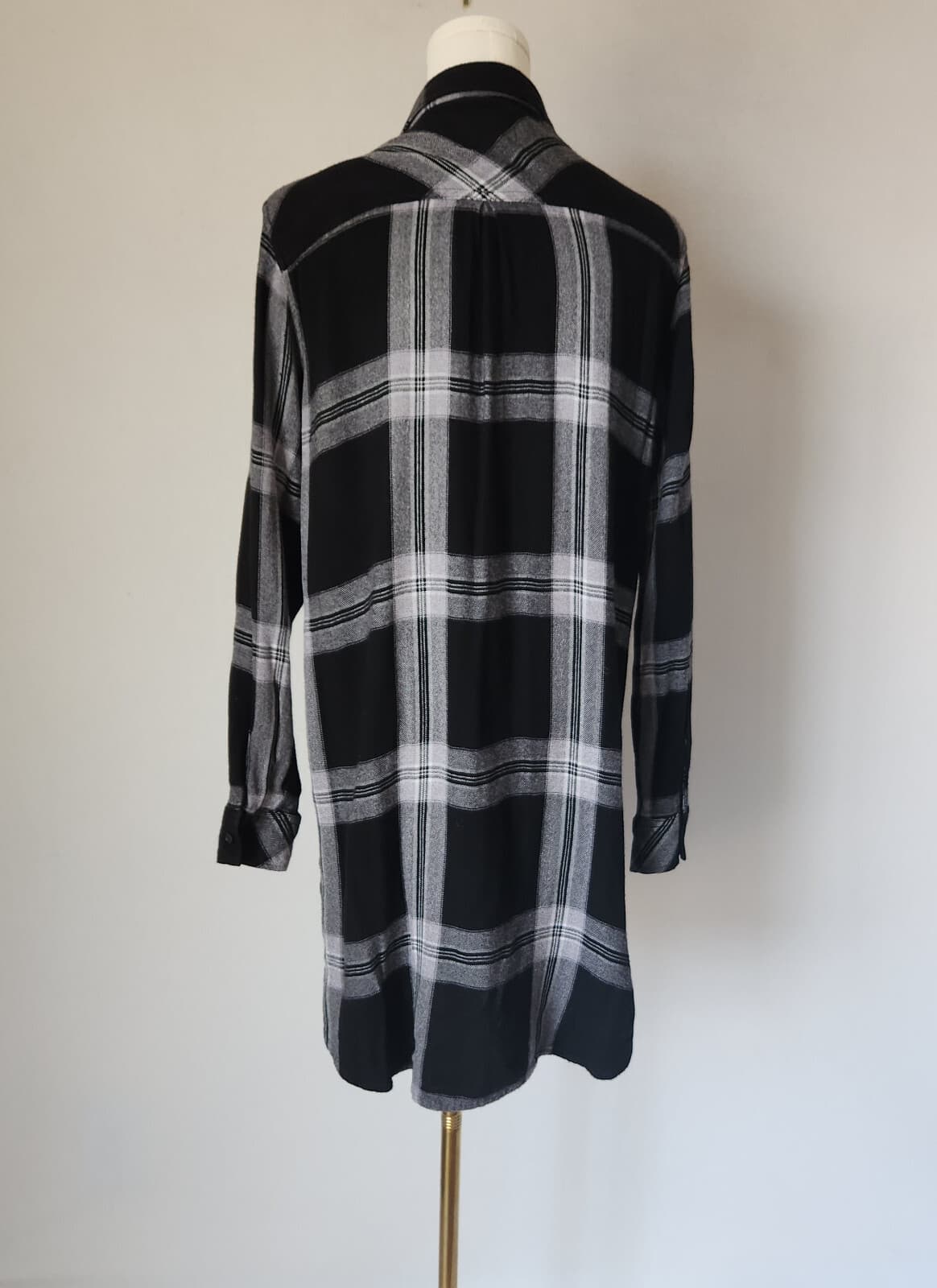 Rails Sawyer Plaid Flannel Mini Shirt Dress Long Sleeve Pocket Black Cinda Sz.M - Thumbnail 4