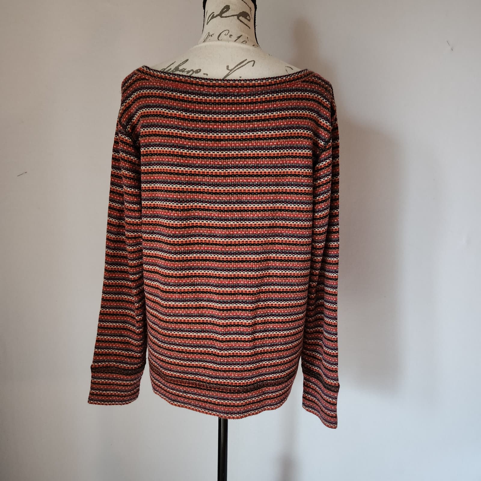 J.Crew Collection Stripe Boat Neck Sweater Cotton Blend Mulicolor Women's XL - Thumbnail 4