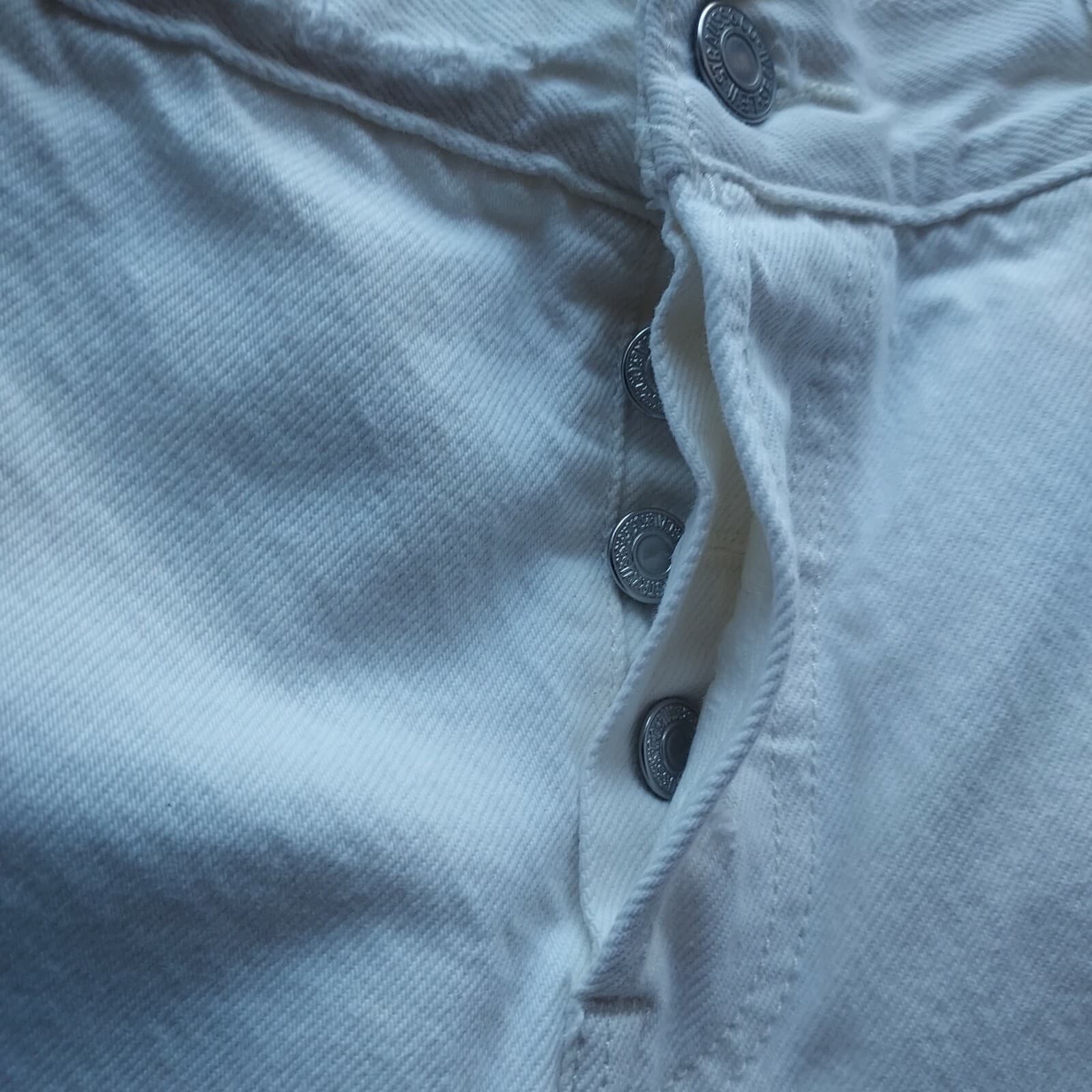 Levi's 501 CT Button Fly Straight Leg White Jeans Distressed Cotton Women 33 - Thumbnail 6