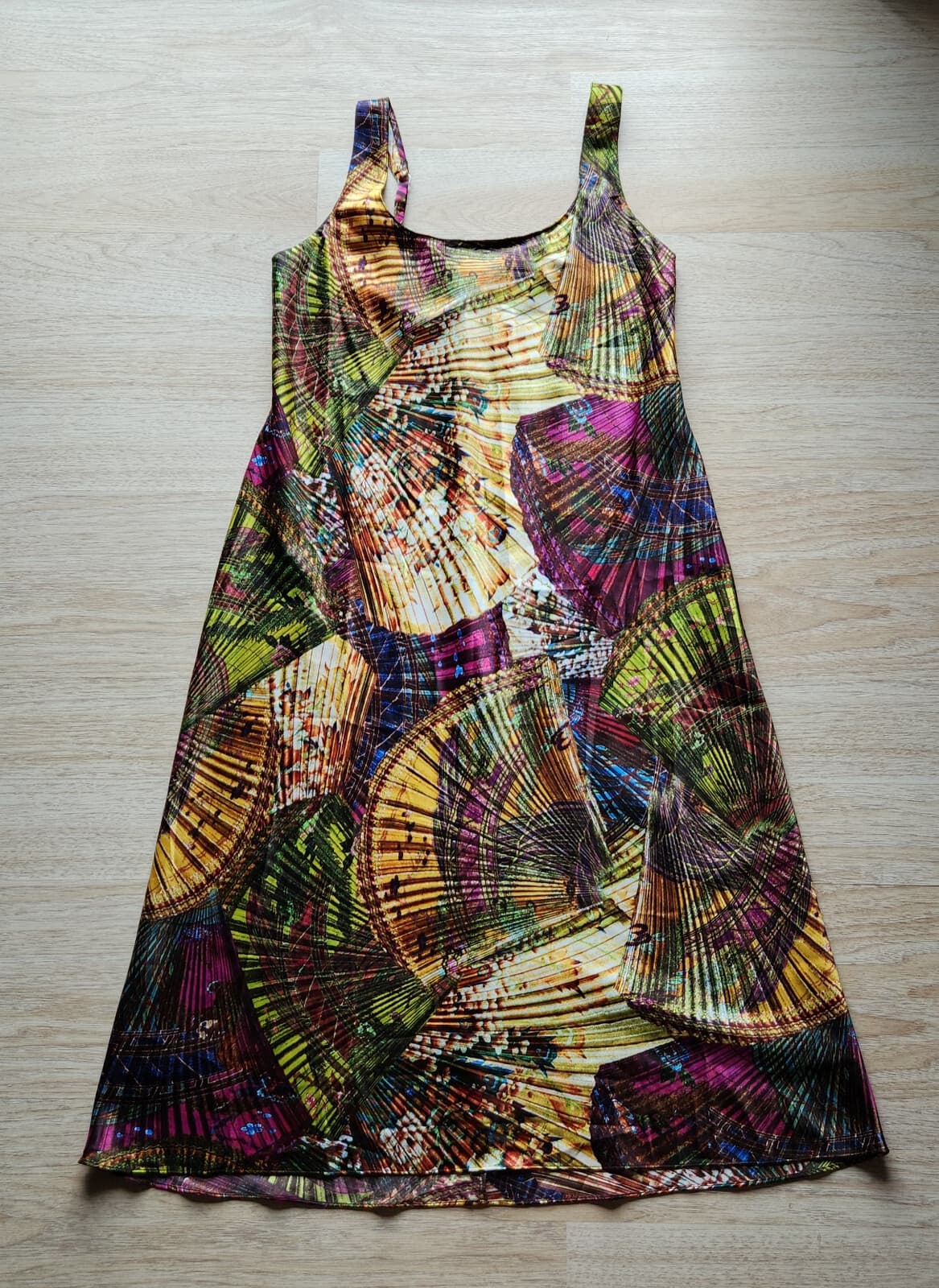 Natori Abstract Satin/Silky Sleeveless Nightgown Chemise Dress Square Neck Sz.L - Thumbnail 5