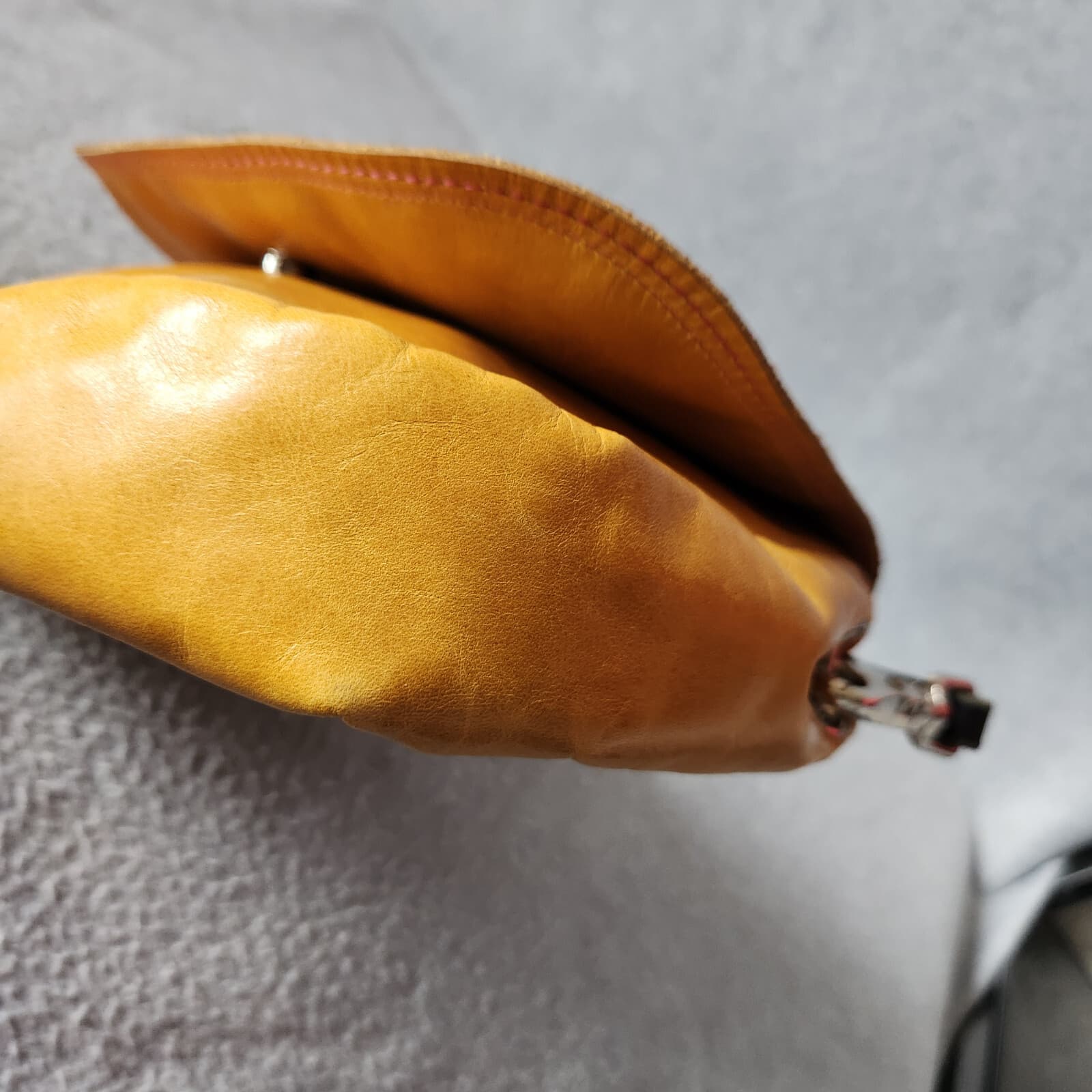 Alexis Drake Mini E Crossbody Bag Leather Silver Glitter Yellow Adjustable Strap - Thumbnail 5