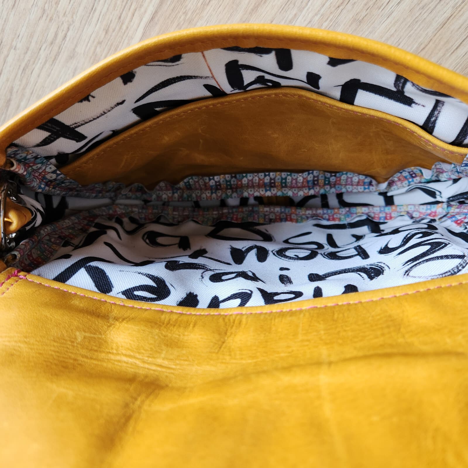 Alexis Drake Mini E Crossbody Bag Leather Silver Glitter Yellow Adjustable Strap - Thumbnail 9