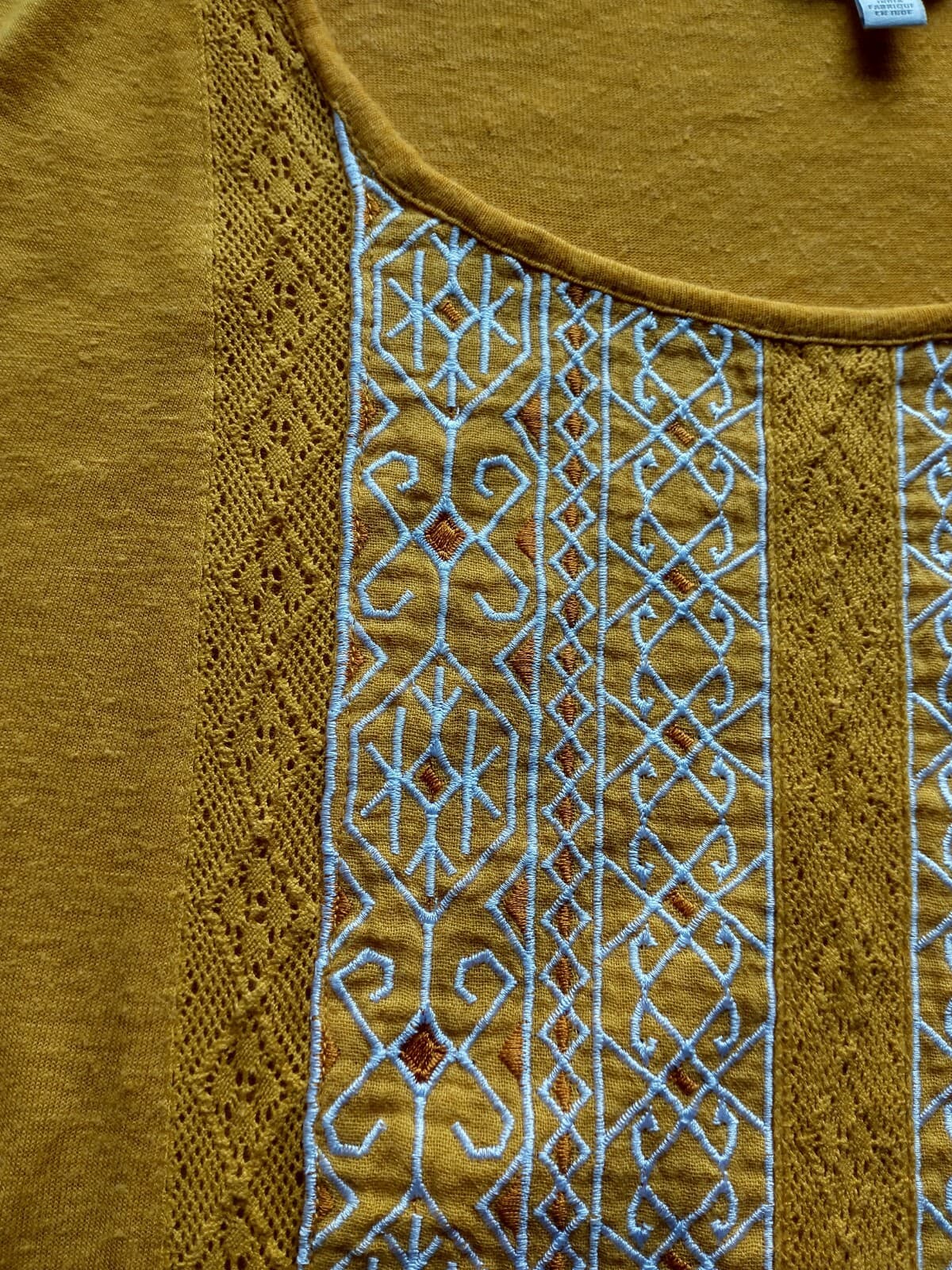 NWT Lucky Brand Embroidered Linen Blend Top Sleeveless Scoop Neck Yellow XL $60 - Thumbnail 8