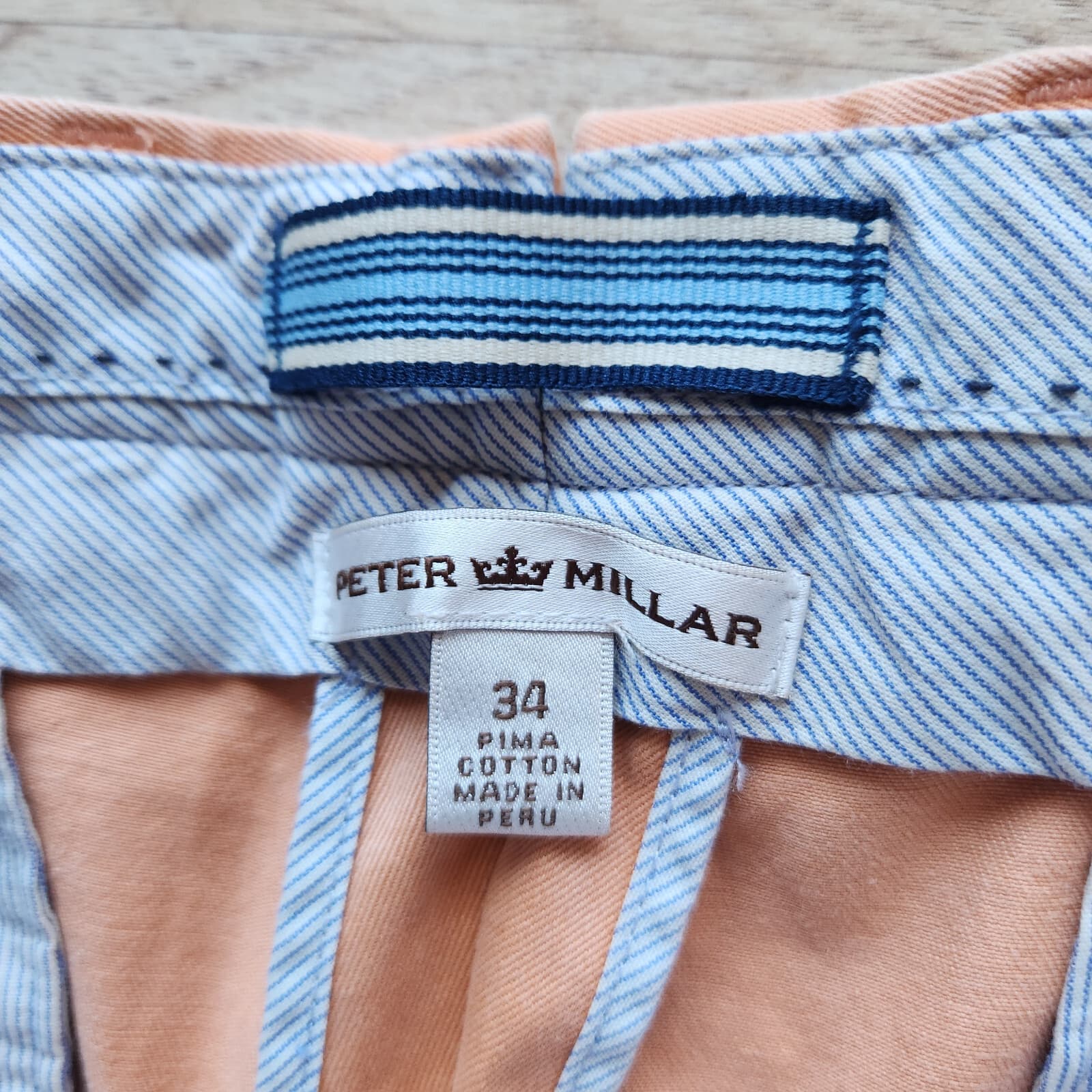 NWT Peter Millar Raleigh Washed Twill Pants Pima Cotton Papaya Men's 34 $125 - Thumbnail 7