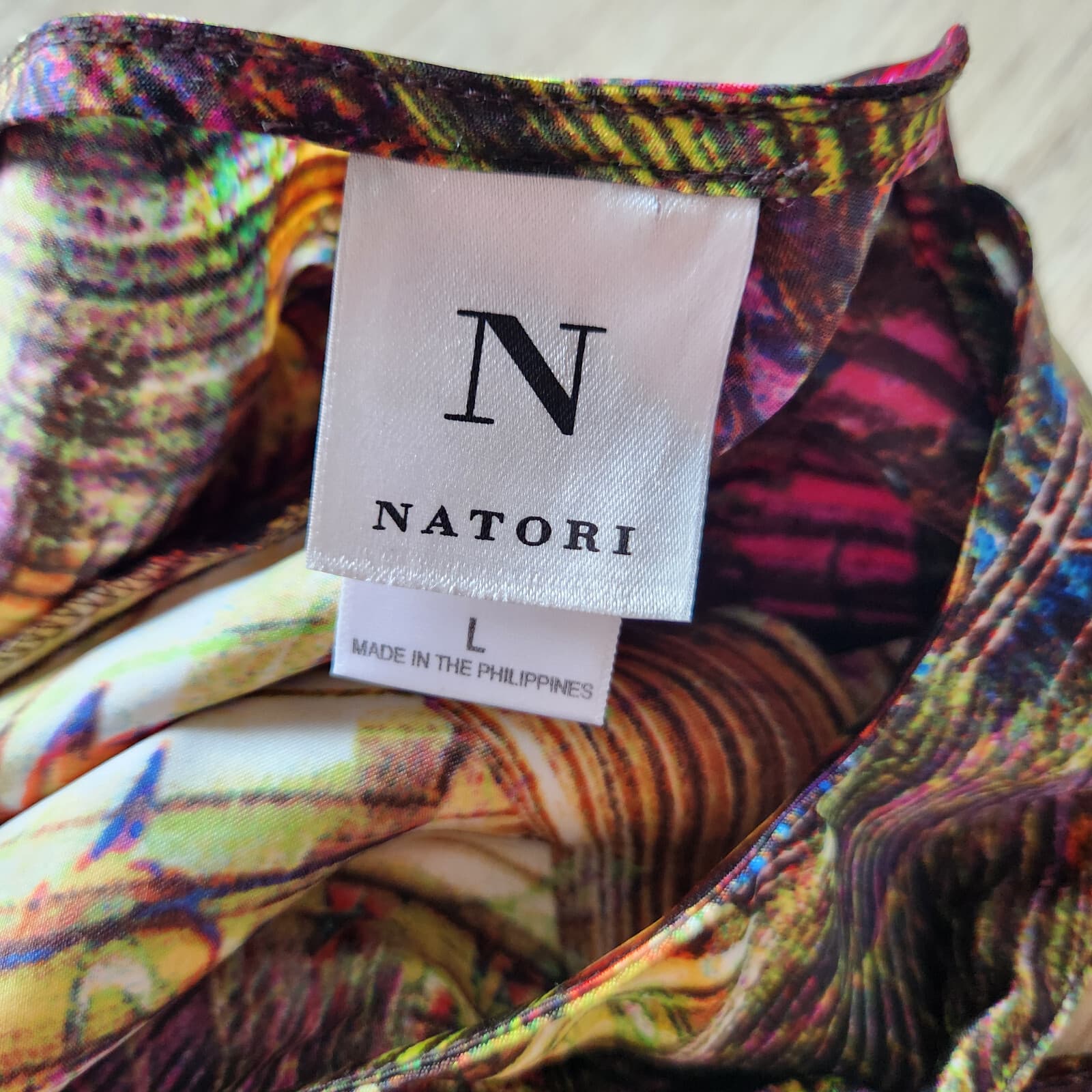 Natori Abstract Satin/Silky Sleeveless Nightgown Chemise Dress Square Neck Sz.L - Thumbnail 7