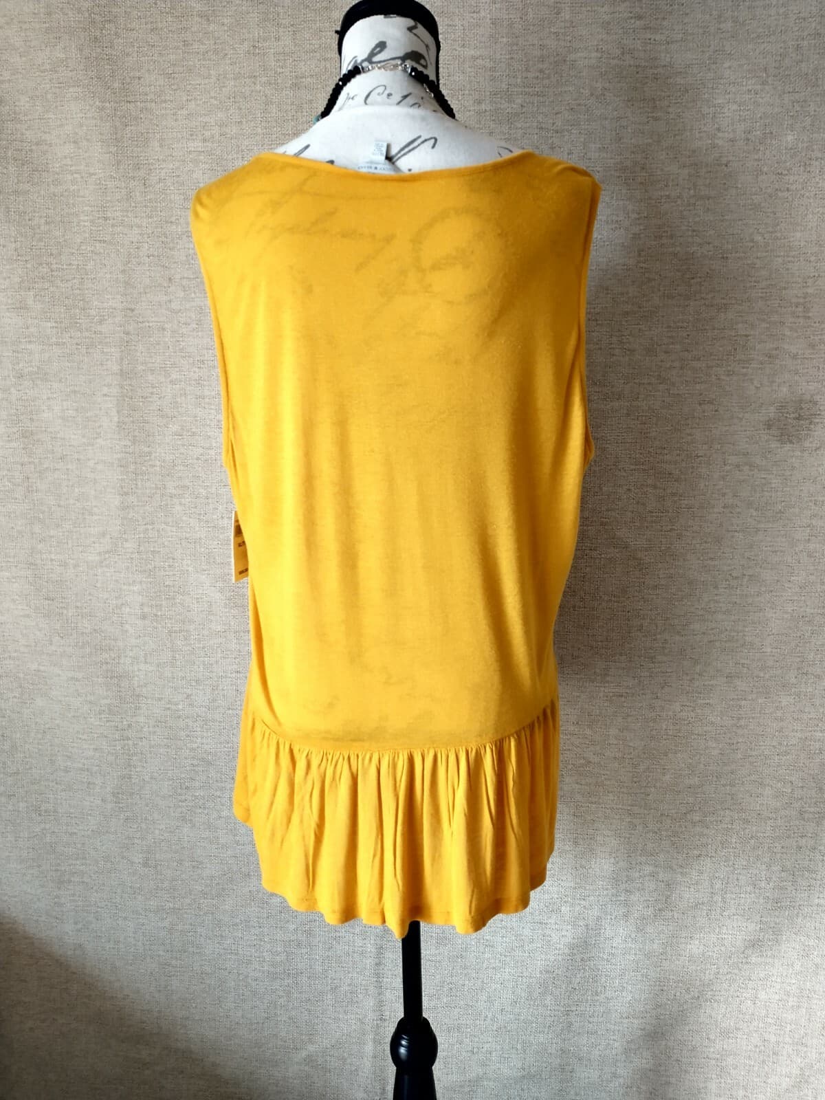 NWT Lucky Brand Embroidered Linen Blend Top Sleeveless Scoop Neck Yellow XL $60 - Thumbnail 6