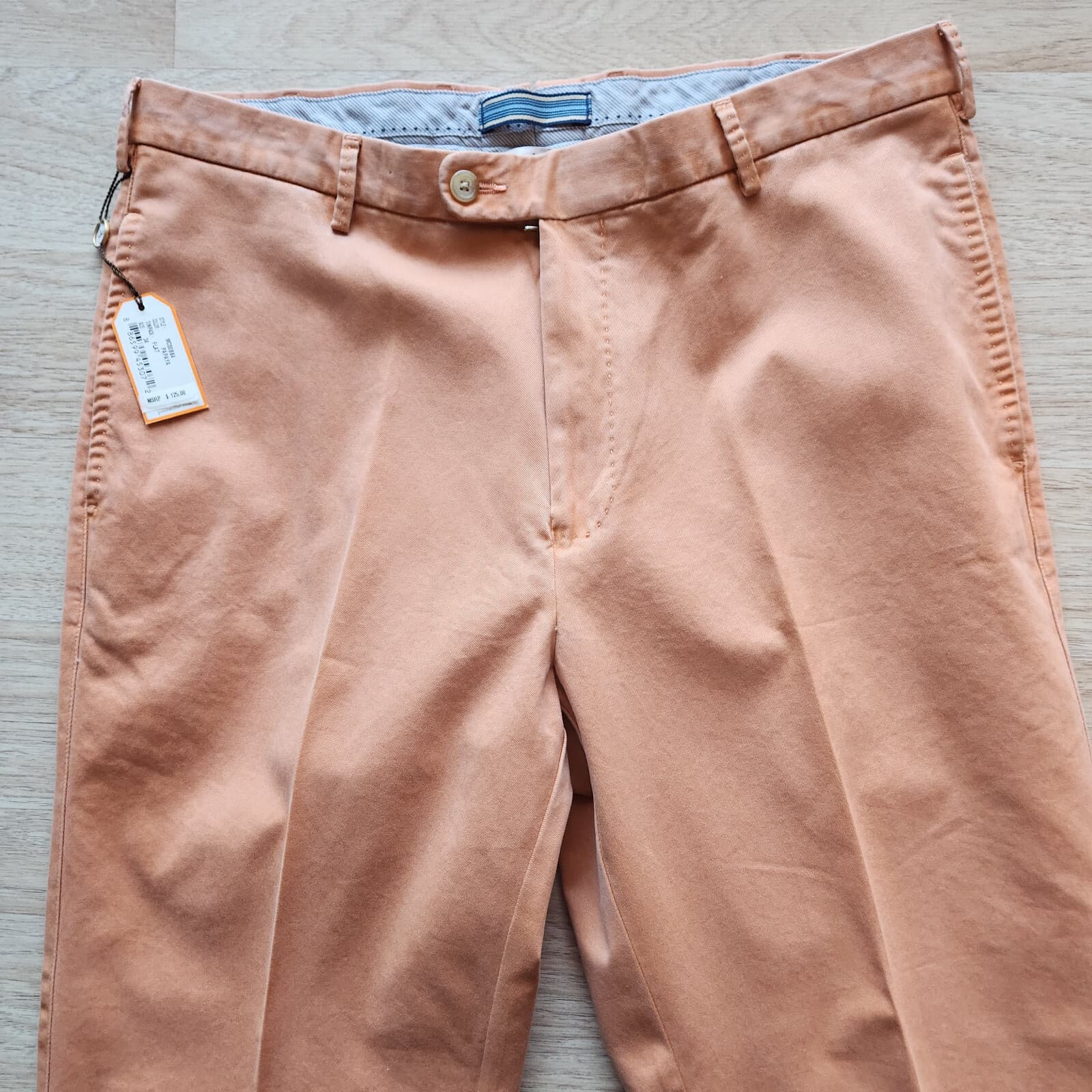 NWT Peter Millar Raleigh Washed Twill Pants Pima Cotton Papaya Men's 34 $125 - Thumbnail 4