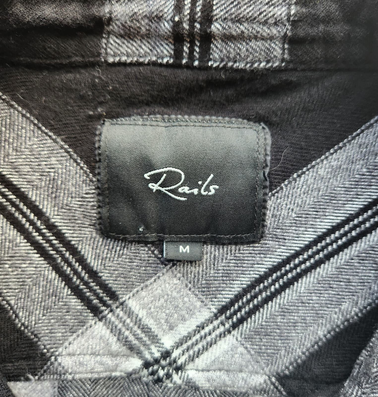 Rails Sawyer Plaid Flannel Mini Shirt Dress Long Sleeve Pocket Black Cinda Sz.M - Thumbnail 7