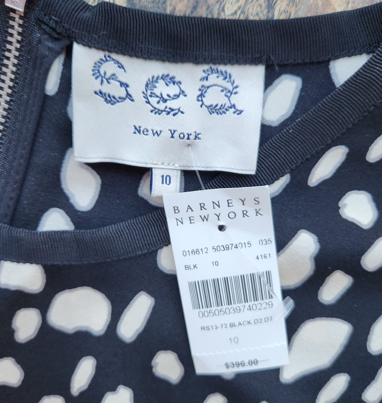 NWT Sea New York Leopard Silk Blend Mini Dress Ruched Waist Black Beige Sz.10 - Thumbnail 8