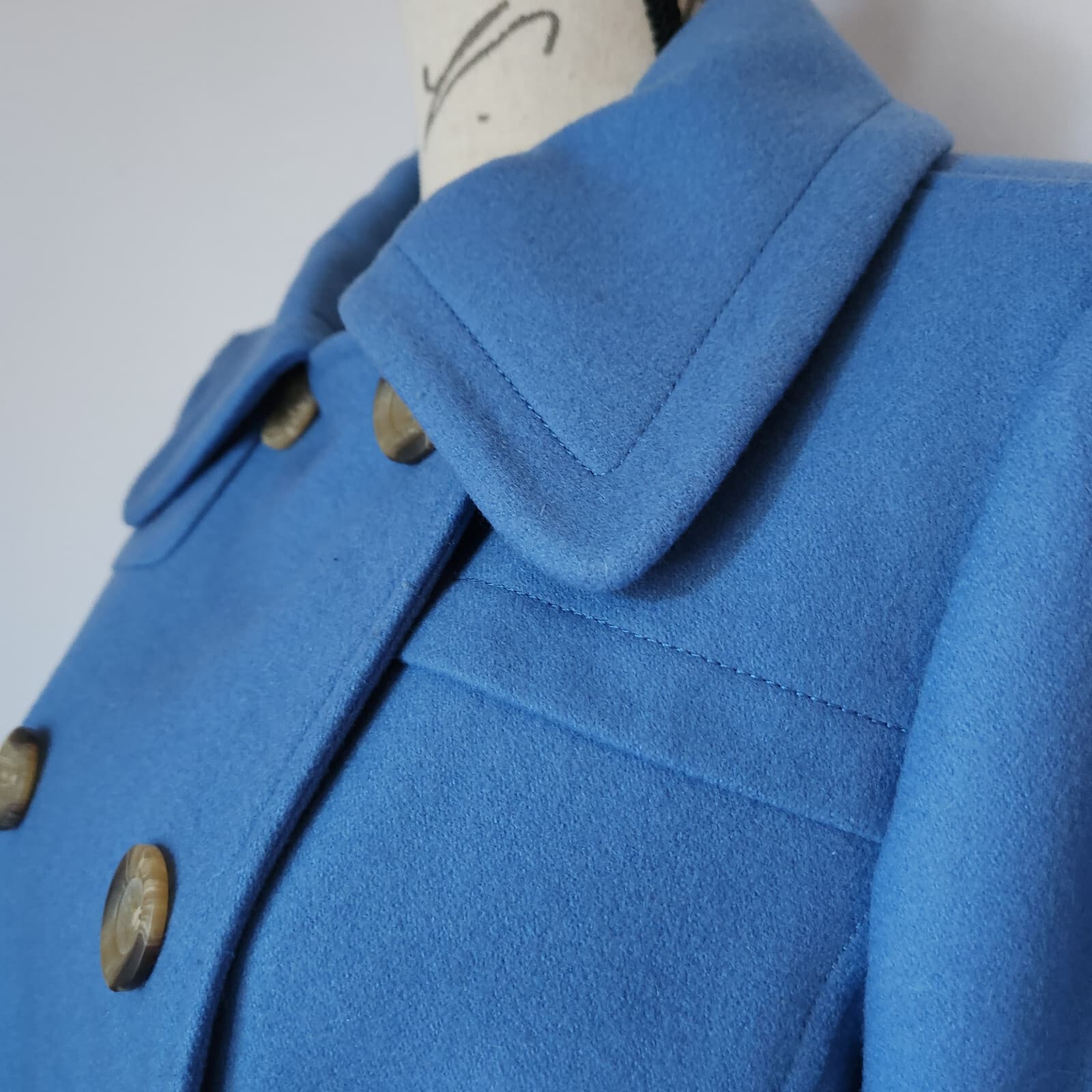 Sundance Made in Italy New Horizons Peacoat Double Breast Wool Blend Blue Sz.M - Thumbnail 4