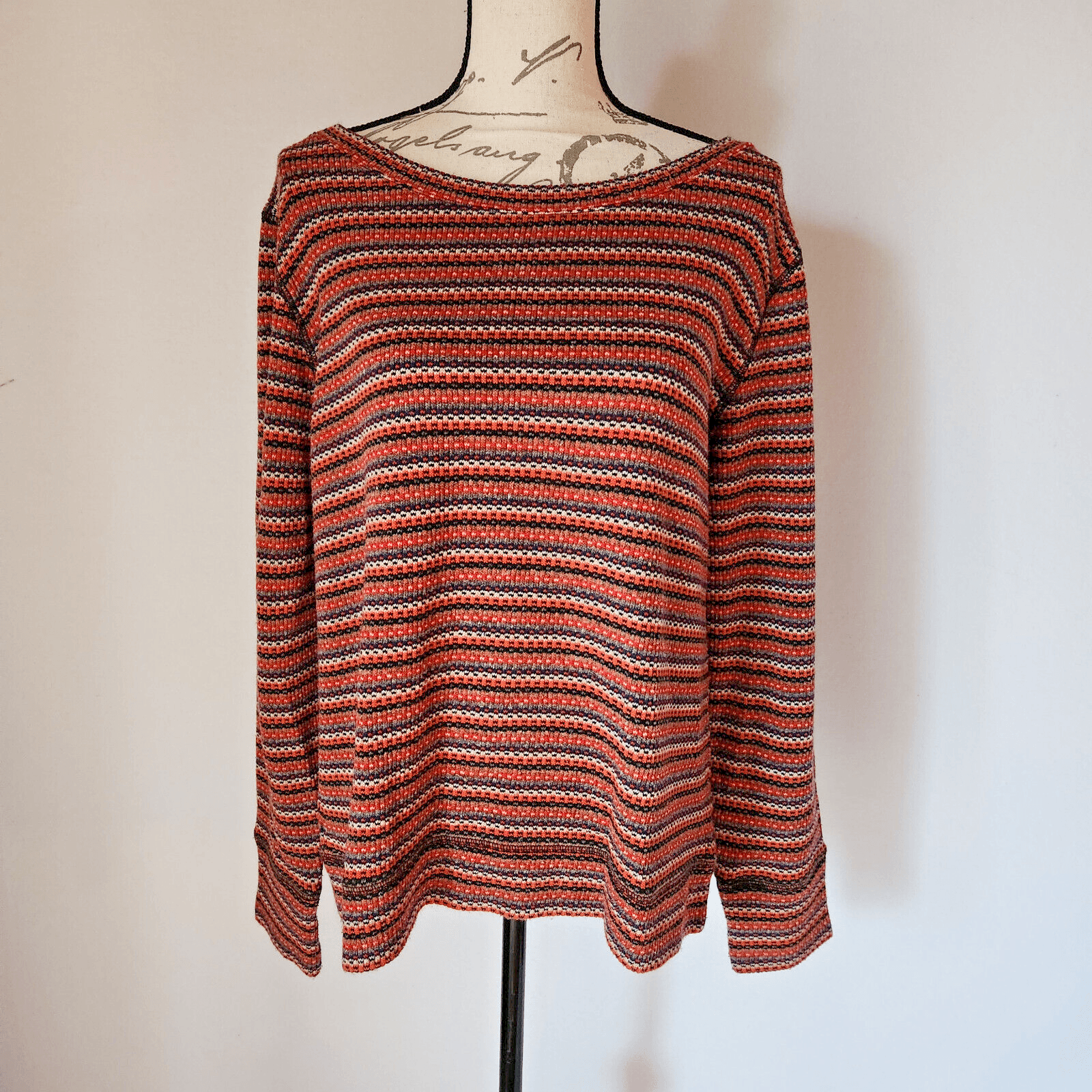 J.Crew Collection Stripe Boat Neck Sweater Cotton Blend Mulicolor Women's XL - Thumbnail 2