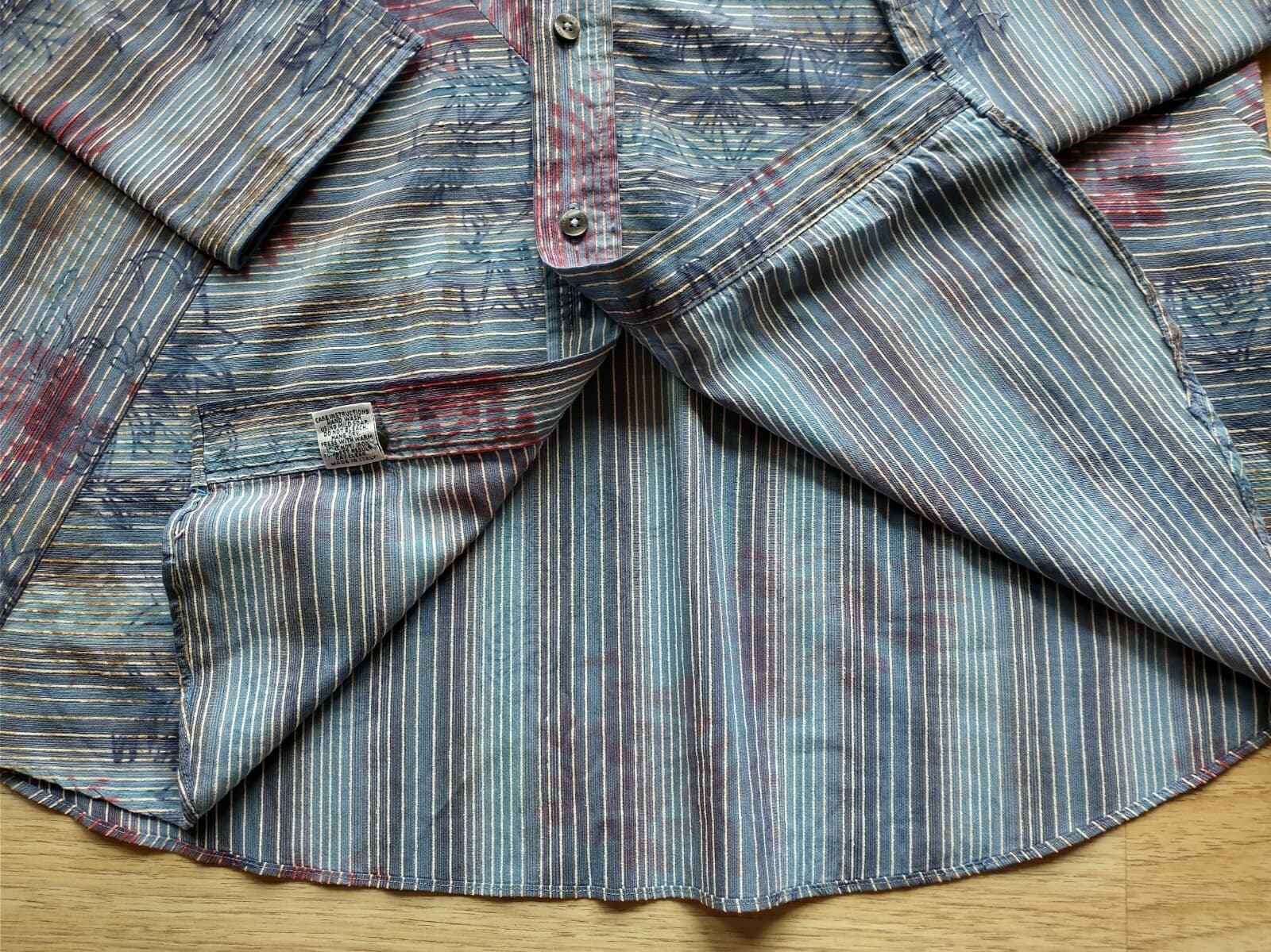 Ryan Kenny Italy Men Dress Shirt Long Sleeve Floral Strip Blue Sz.42 - Thumbnail 3