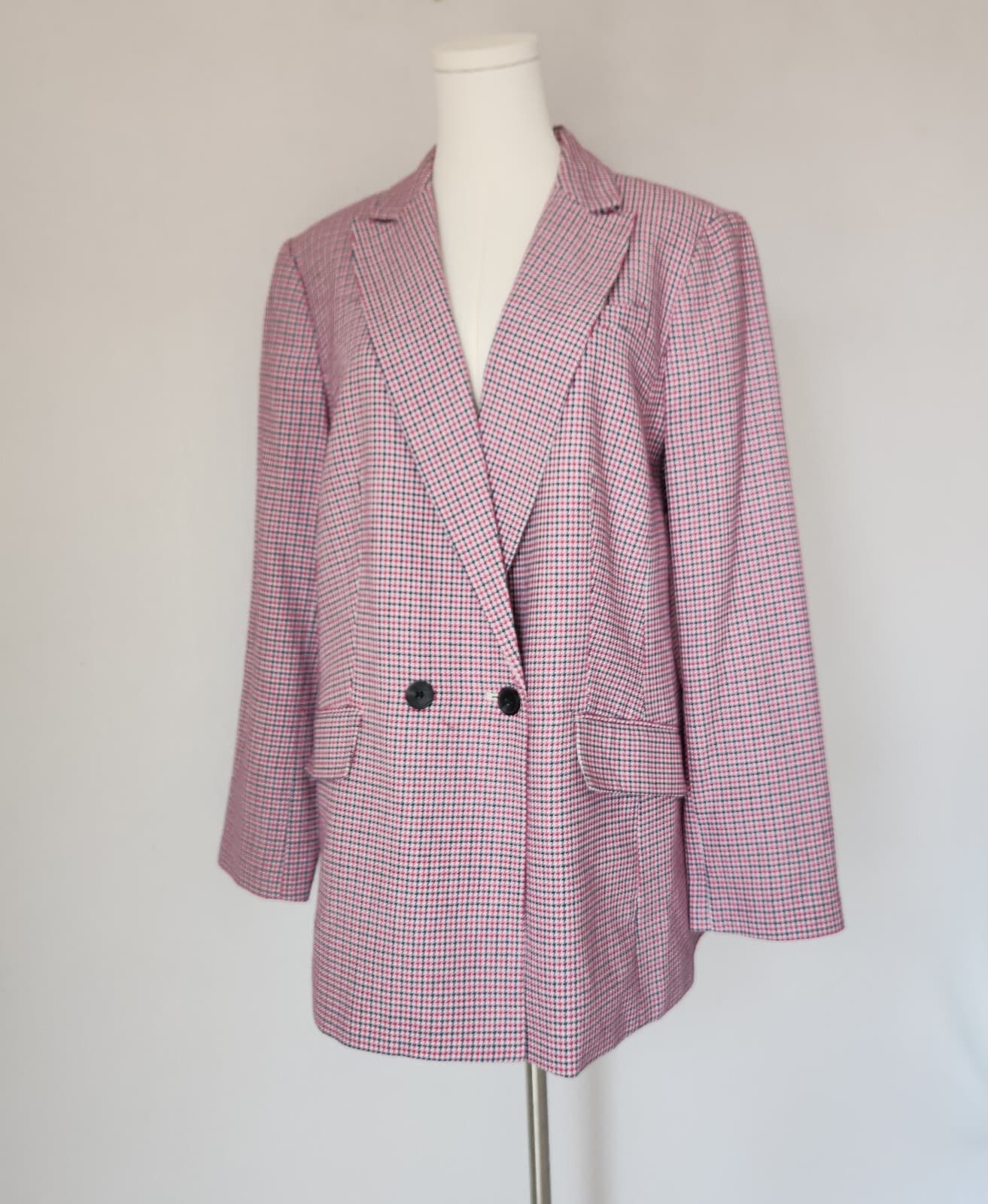 NWoT Talbots Double Breasted Hounstooth Blazer Lined Flap Pocket Cotton Women 16 - Thumbnail 2