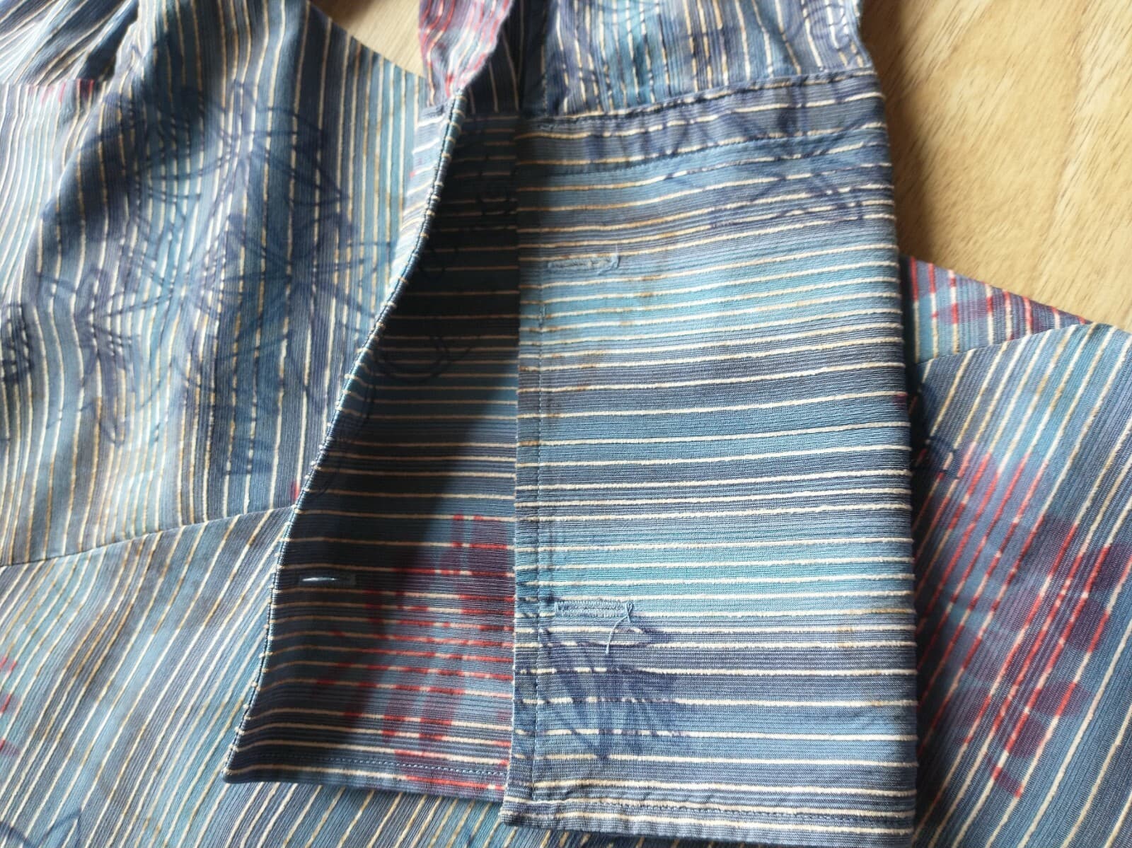Ryan Kenny Italy Men Dress Shirt Long Sleeve Floral Strip Blue Sz.42 - Thumbnail 6