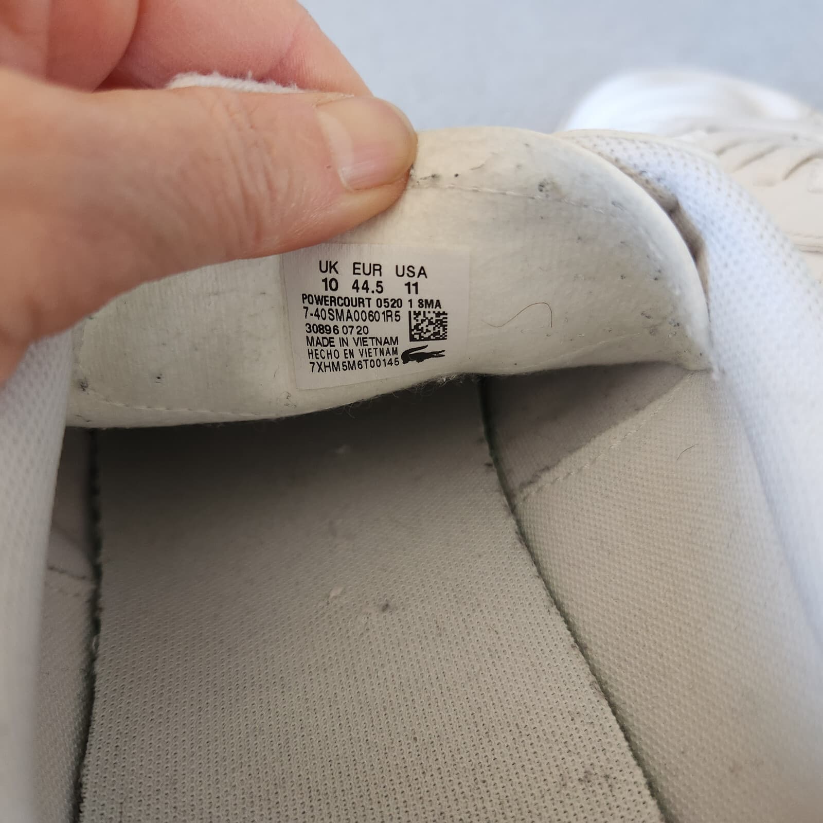 Lacoste Powercourt Low Top Leather Sneaker Cushion Lace-Up White Men EU44.5 US11 - Thumbnail 15