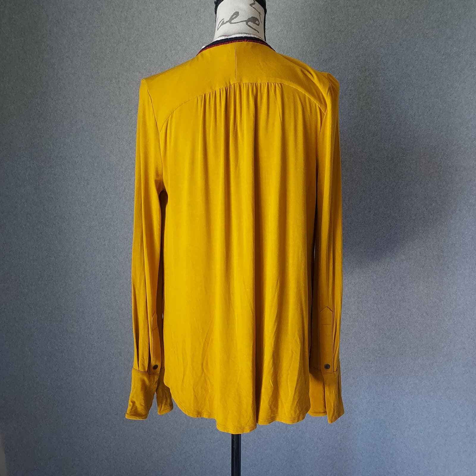 Akemi + Kin Anthropologie Goldie Tunic Top Tassel Long Sleeve Mustard Women Sz.M - Thumbnail 7