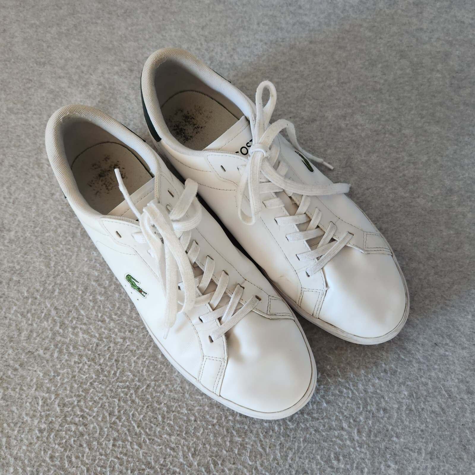 Lacoste Powercourt Low Top Leather Sneaker Cushion Lace-Up White Men EU44.5 US11 - Thumbnail 3