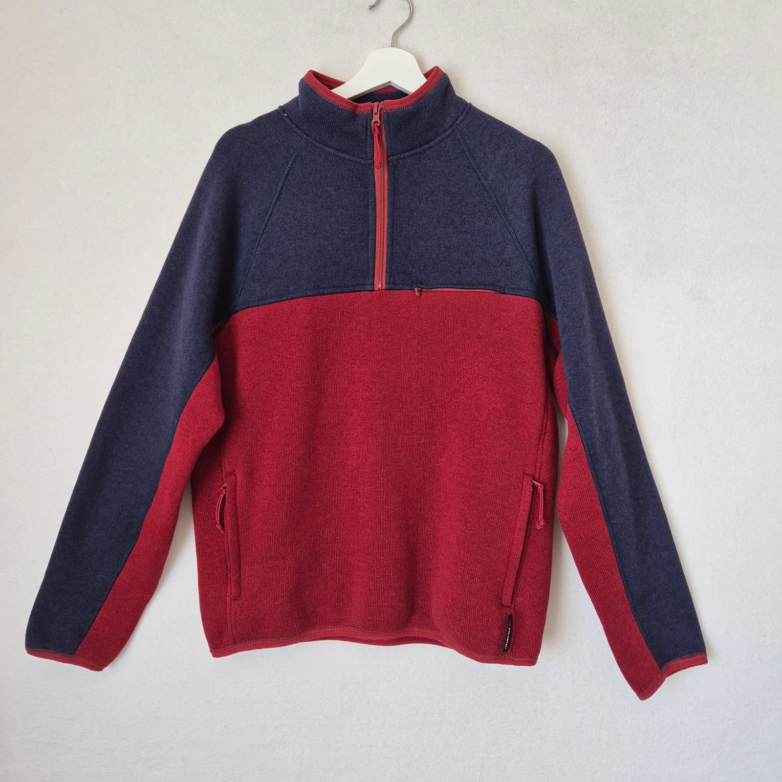 J.Crew Nordic Polartec Fleece 1/4 Zip Sweater Pullover Zip-Pocket Red Blue Men M - Thumbnail 5