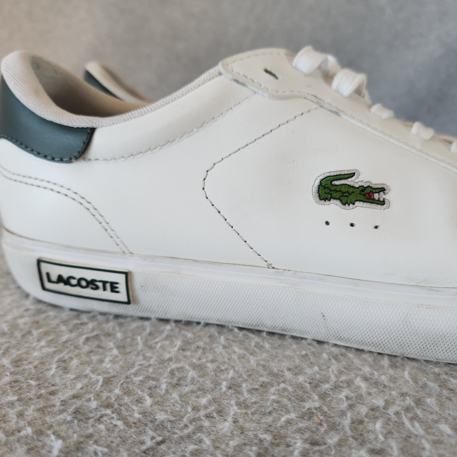Lacoste Powercourt Low Top Leather Sneaker Cushion Lace-Up White Men EU44.5 US11 - Thumbnail 11