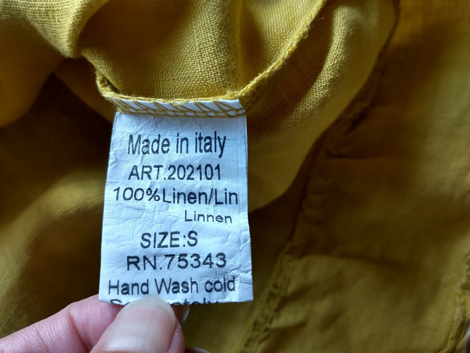 NWT LUNGO L'ARNO Italy 100%Linen Top Blouse 3/4 Sleeve Mustards Strip Women Sz.S - Thumbnail 7