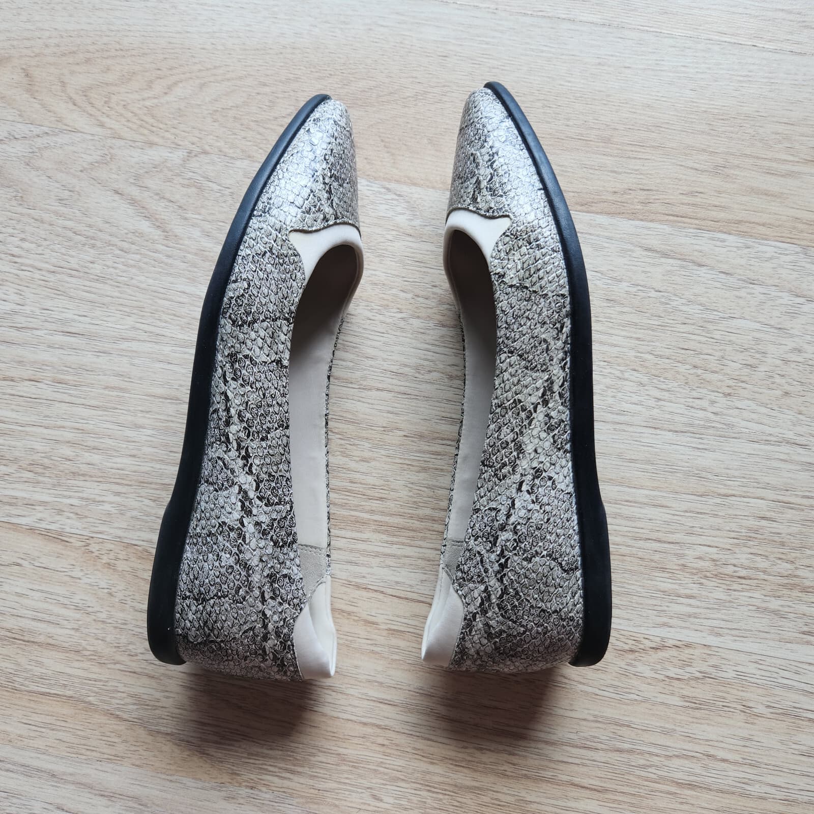 Cole Haan Grand Series Ambition Snakeskin Flat Loafer Slip-On Leather Beige US7B - Thumbnail 7