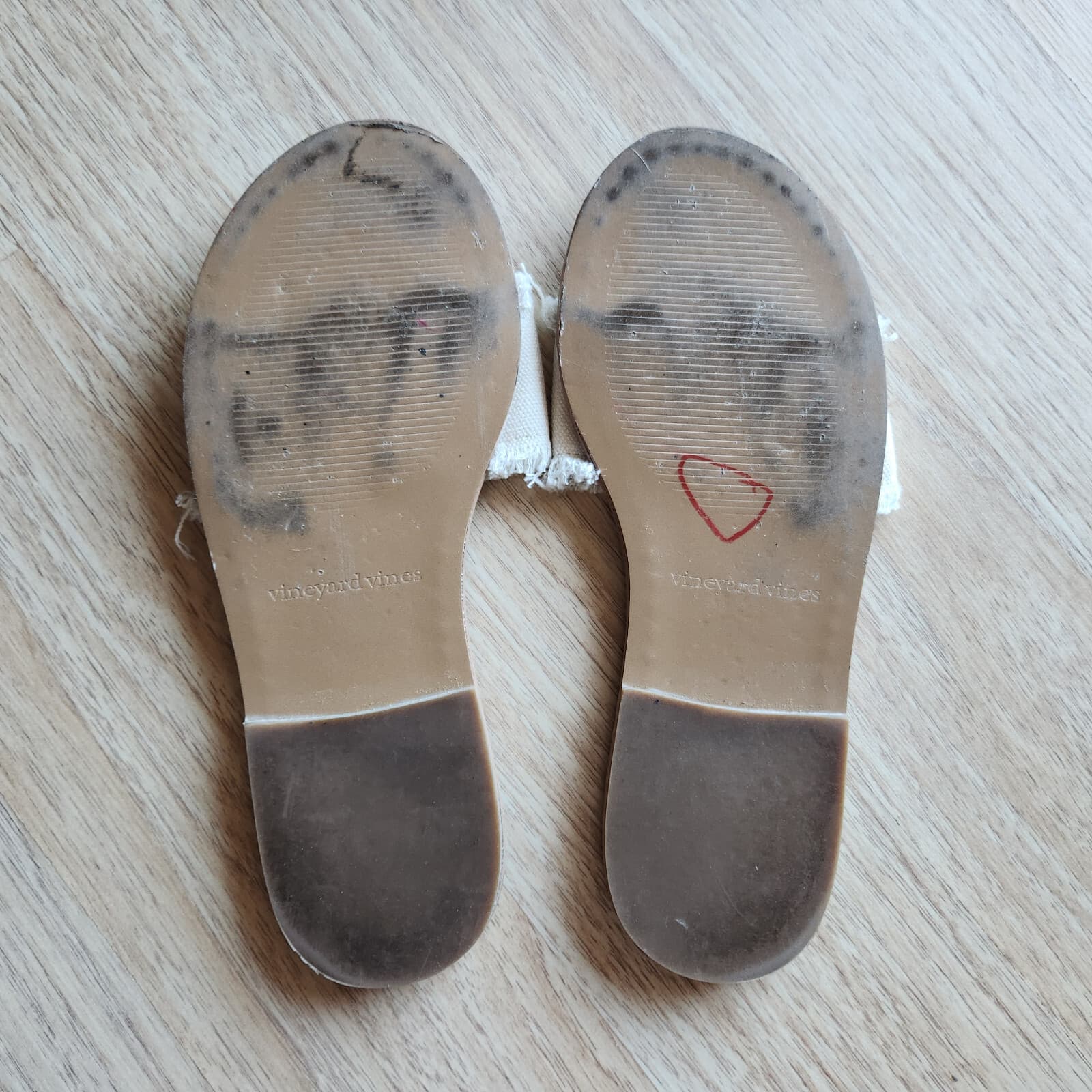 Vineyard Vines $78 Faryed Hem Canvas Slide Sandals Flat Open-Toe White Women US7 - Thumbnail 4