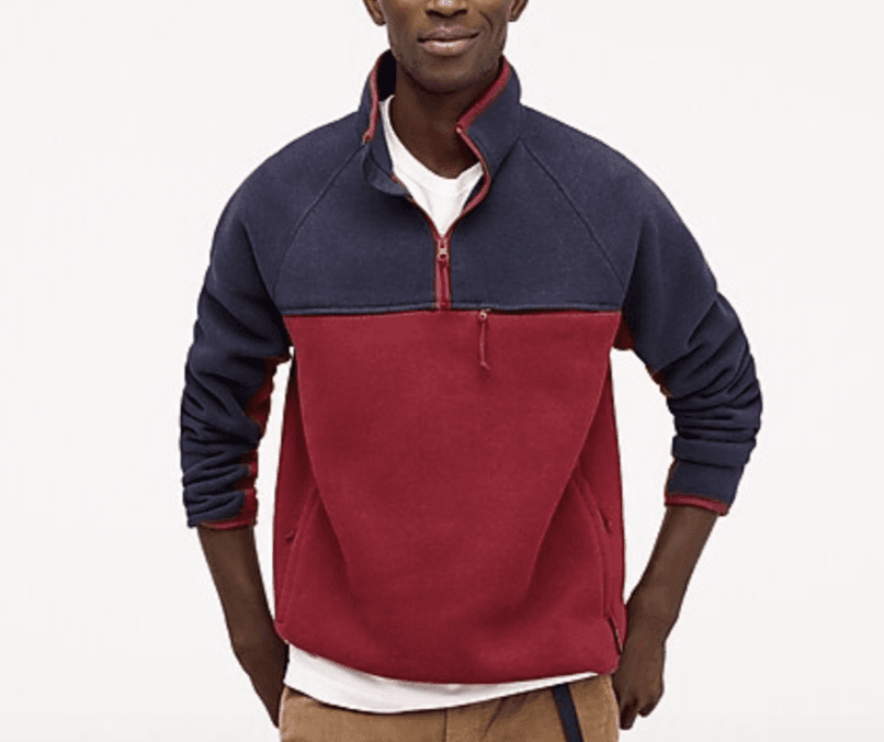 J.Crew Nordic Polartec Fleece 1/4 Zip Sweater Pullover Zip-Pocket Red Blue Men M - Thumbnail 3