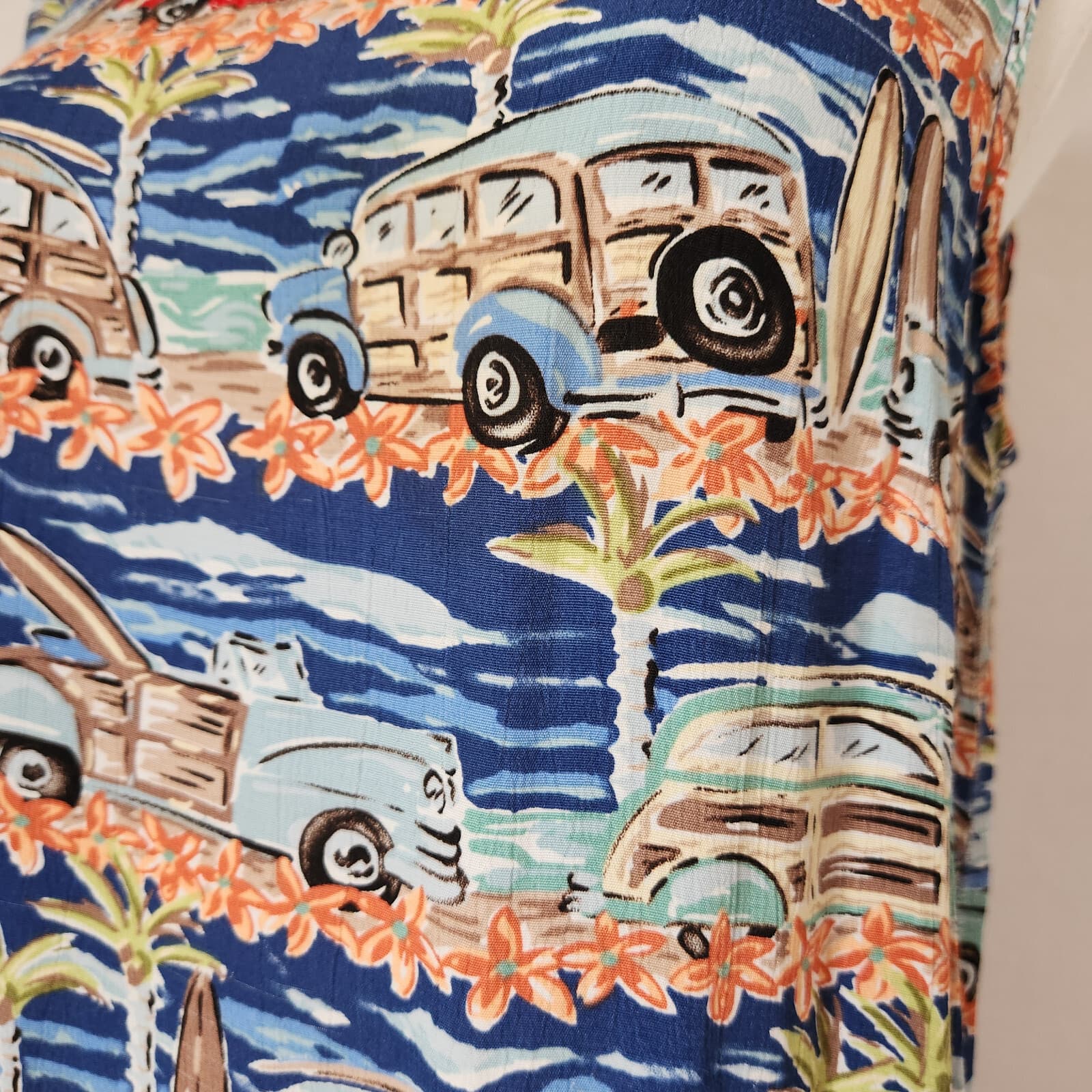 Vintage Weekend Traffic Wagon Surfer Aloha Hawaii Shift Dress Sleeveless Sz.L - Thumbnail 3