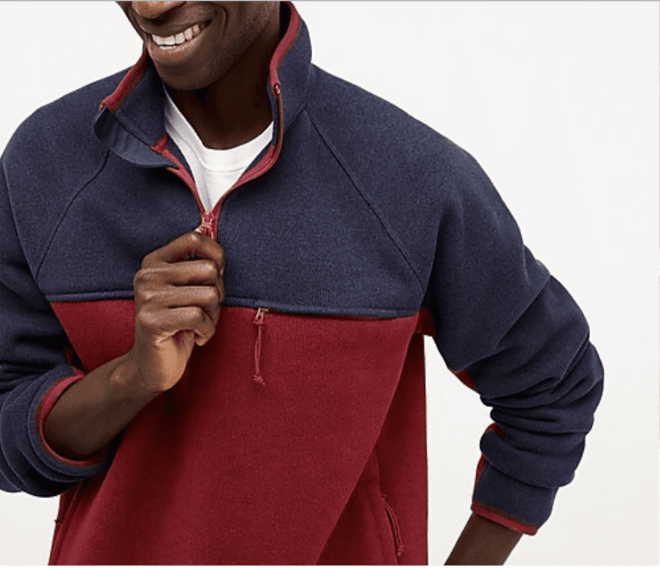 J.Crew Nordic Polartec Fleece 1/4 Zip Sweater Pullover Zip-Pocket Red Blue Men M - Thumbnail 6