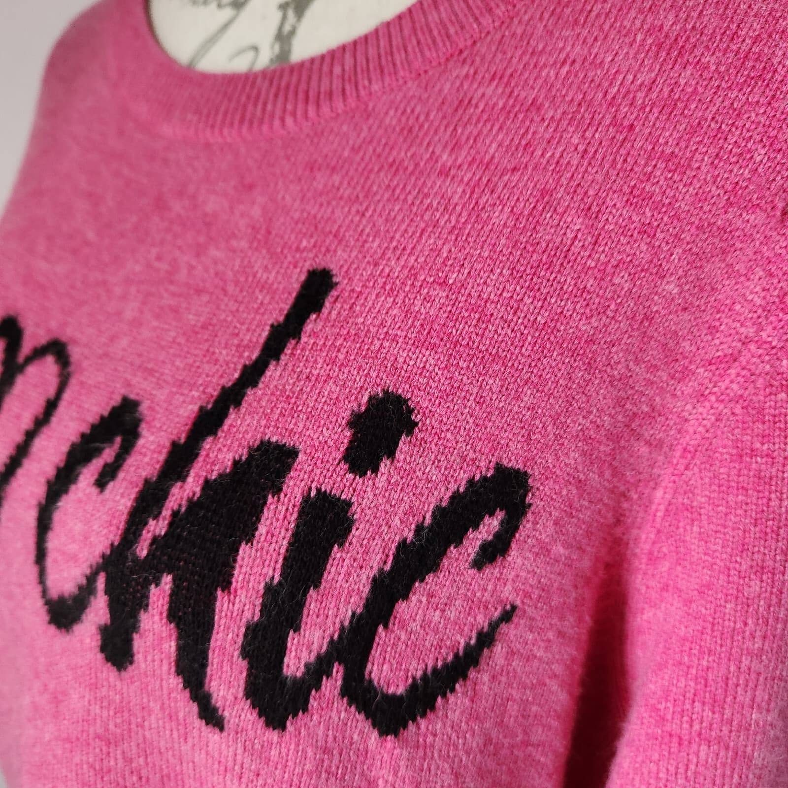 Chico’s Peace Love Chic Crew Neck Sweater Cashmere Wool Blend Pink Women's 2 (L) - Thumbnail 3