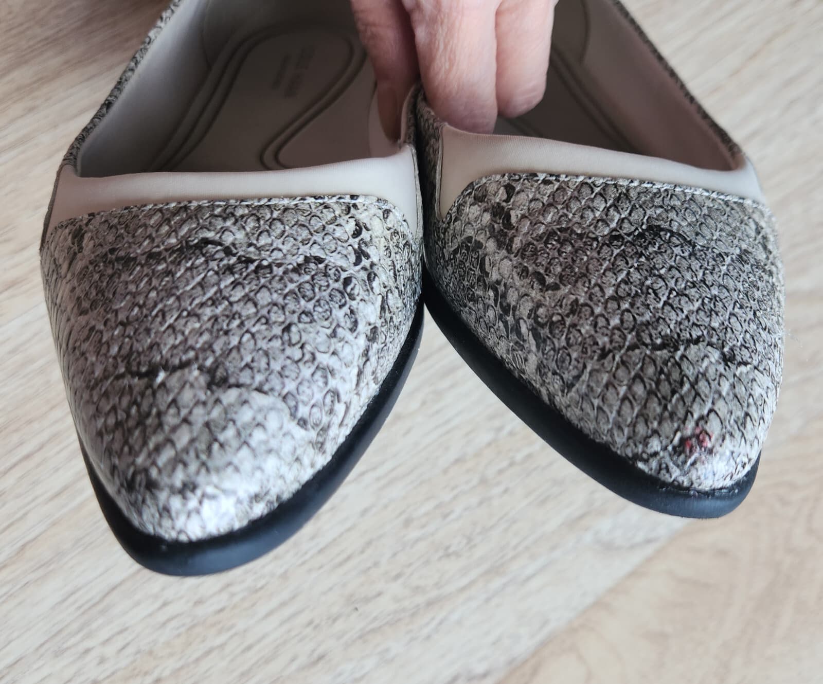 Cole Haan Grand Series Ambition Snakeskin Flat Loafer Slip-On Leather Beige US7B - Thumbnail 10