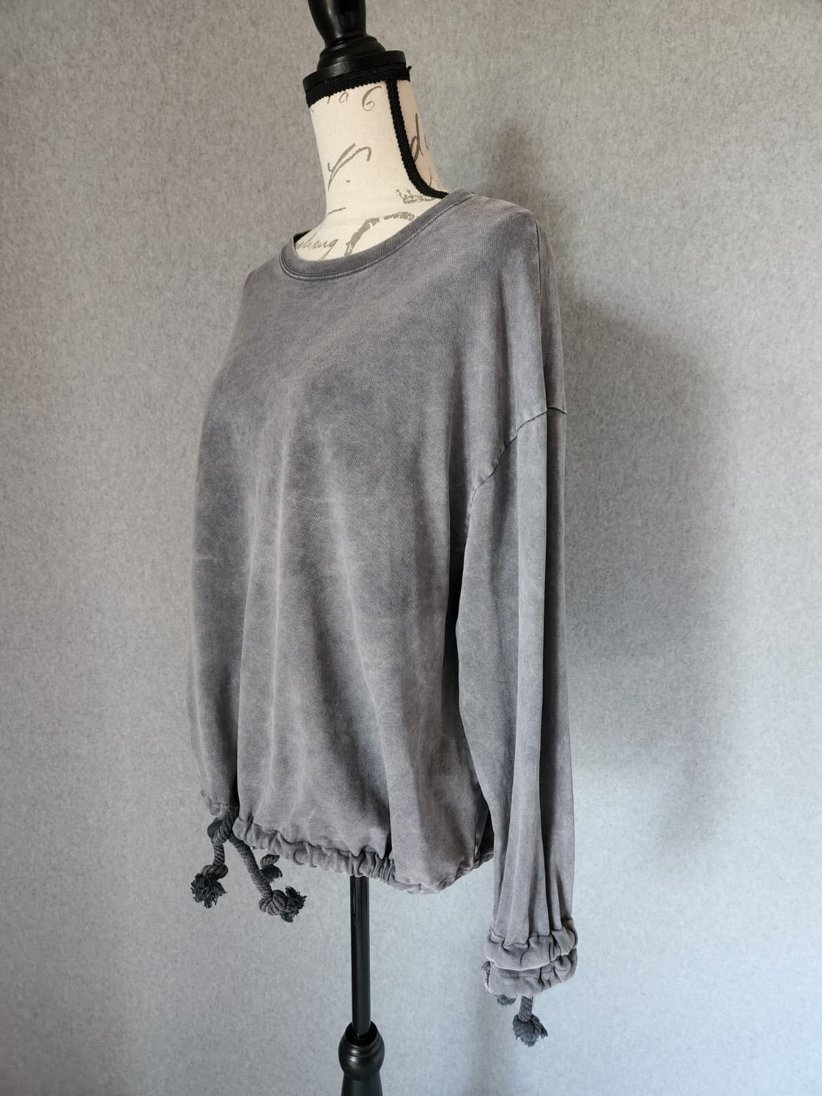 ZARA Drawstring Sweatshirt Pullover Long Sleeve Grey Women Sz.Meduim - Thumbnail 3