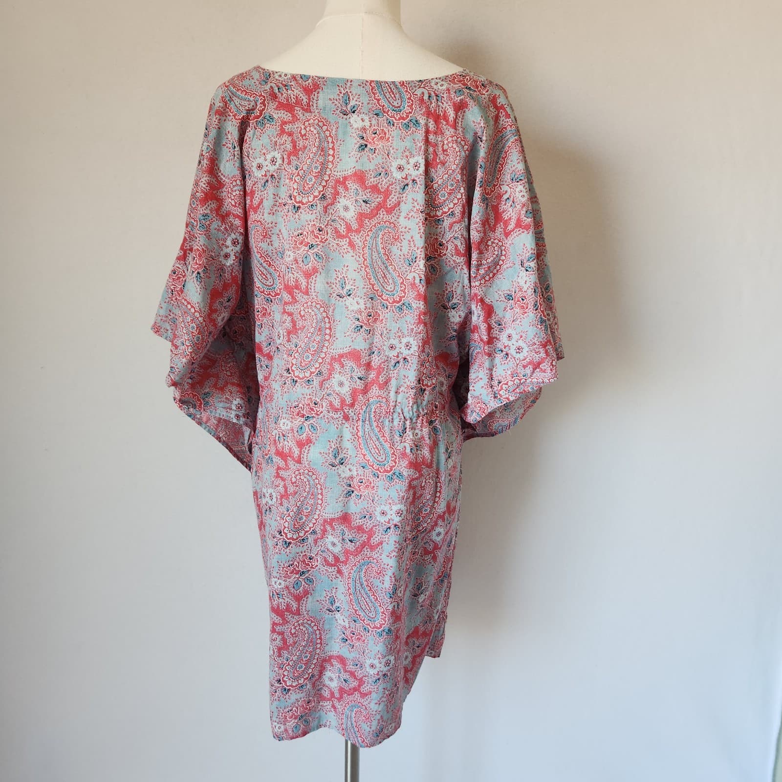Ralph Lauren Blue Label Paisley Kaftan Kimono Beach Coverup Top Mini Dress Sz.L - Thumbnail 3
