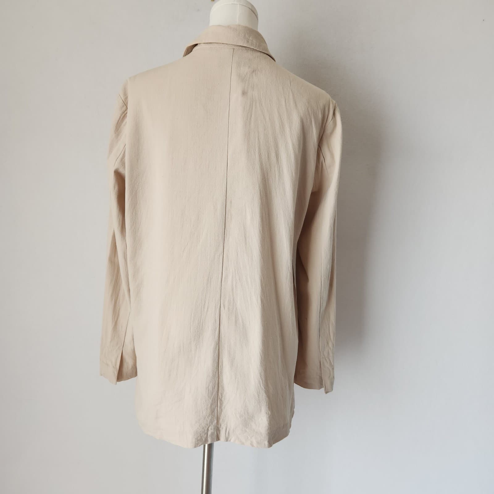 CECIL McBEE Japan Double Breast Blazer Pocket Cotton Blend Beige Women's F - Thumbnail 5