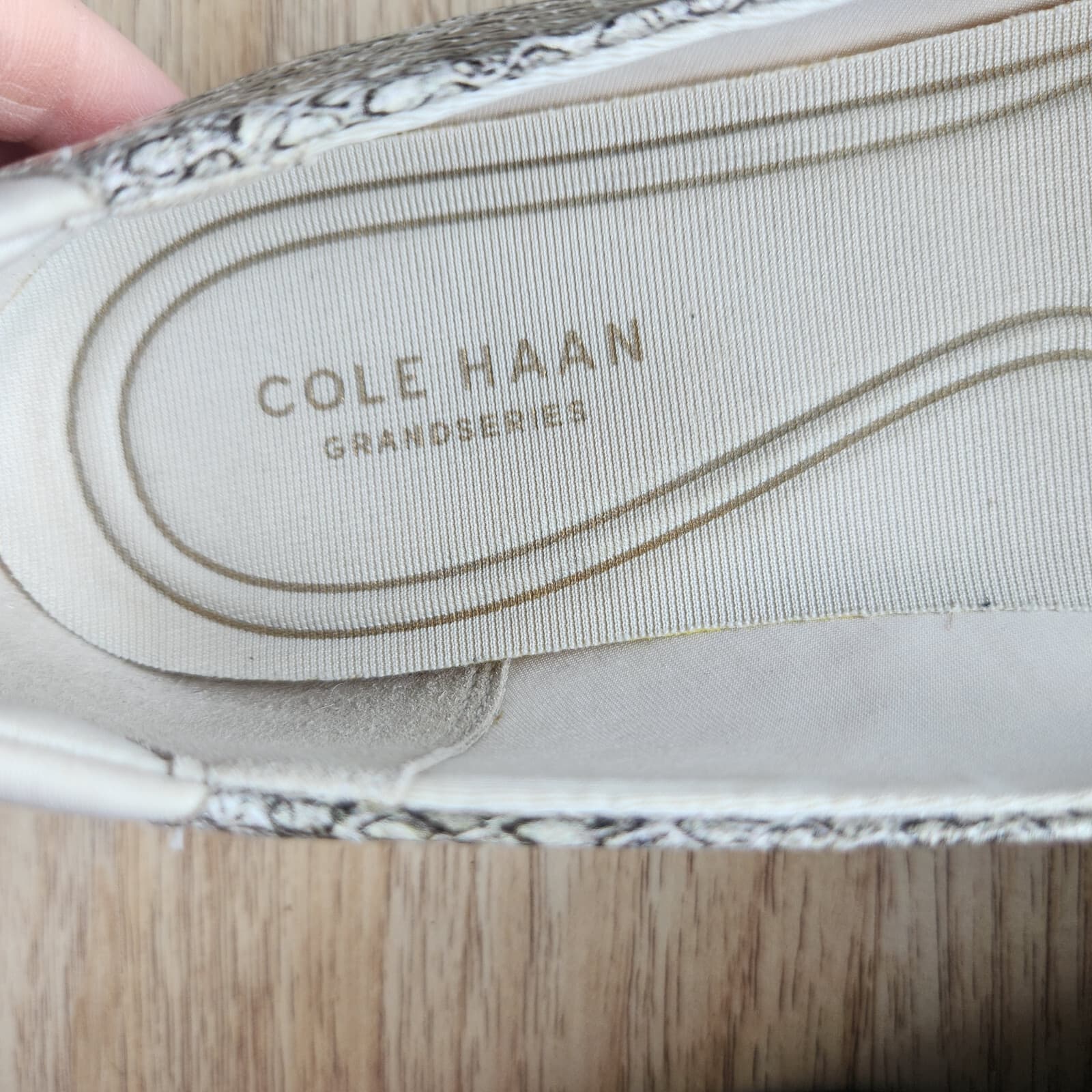 Cole Haan Grand Series Ambition Snakeskin Flat Loafer Slip-On Leather Beige US7B - Thumbnail 12