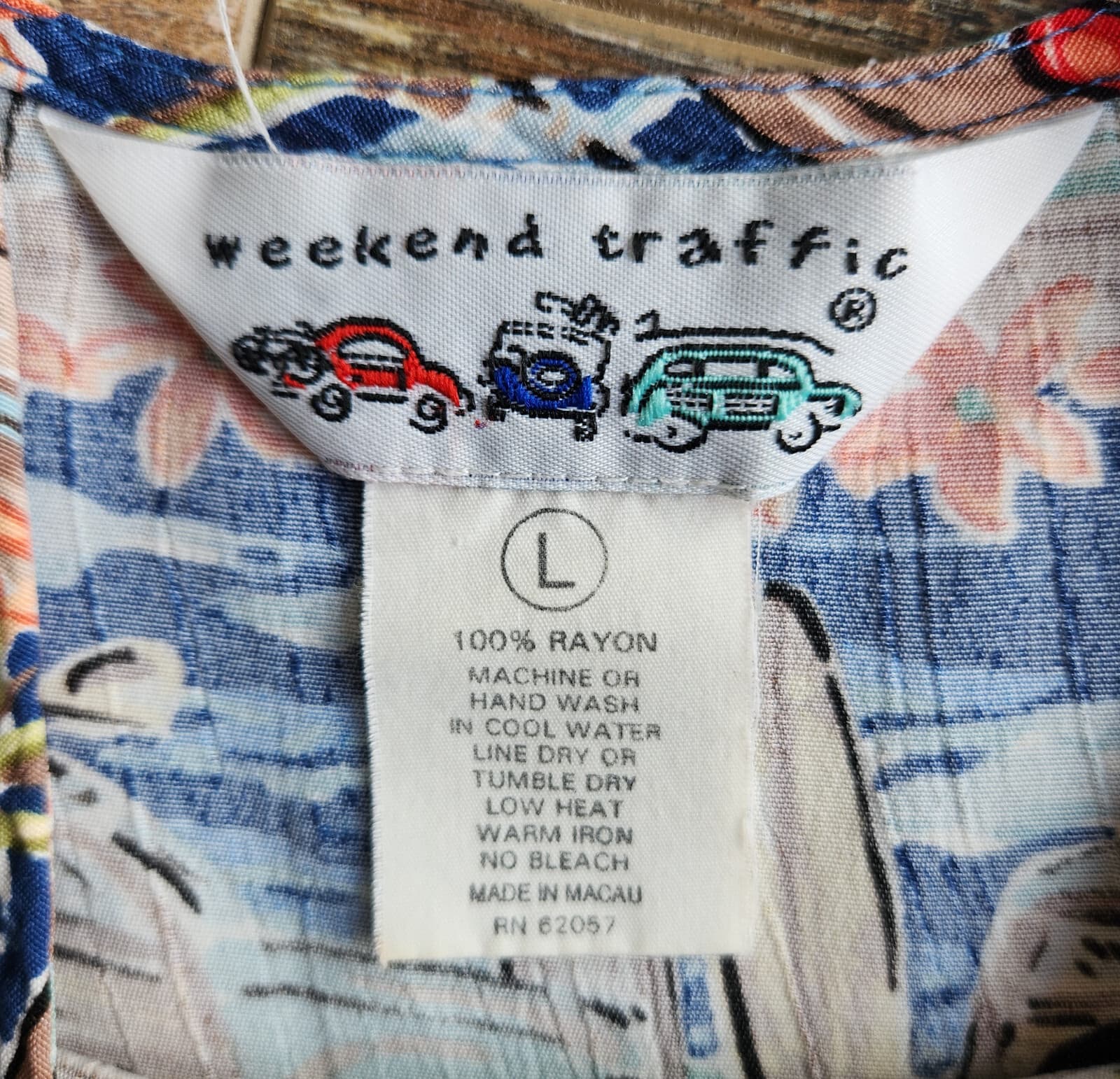 Vintage Weekend Traffic Wagon Surfer Aloha Hawaii Shift Dress Sleeveless Sz.L - Thumbnail 8