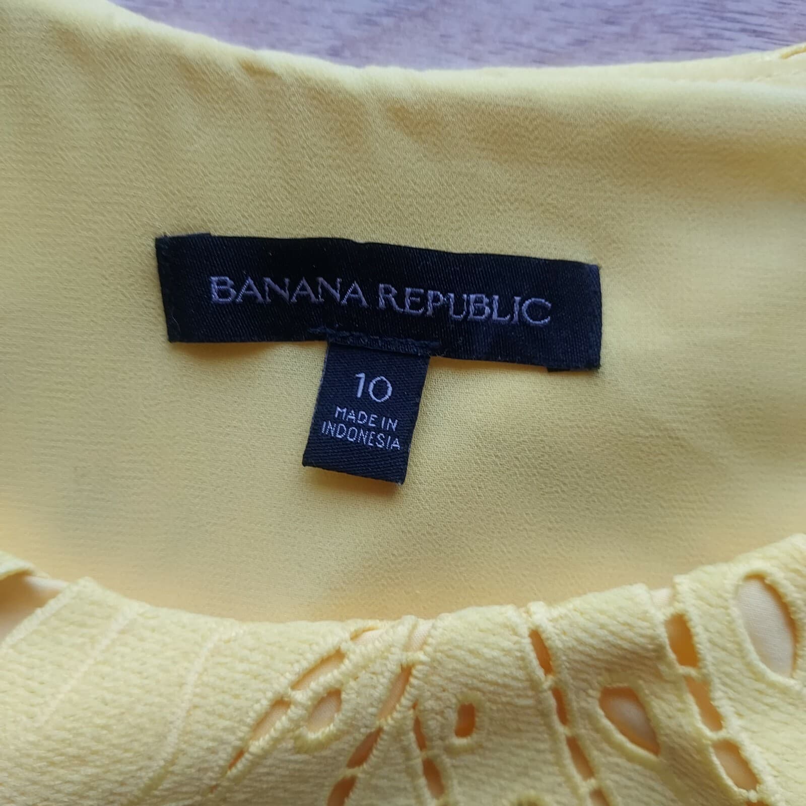 Banana Republic Leaf Lace Mini Tunic Sheath Dress Sleeveless Lined Yellow Sz.10 - Thumbnail 10