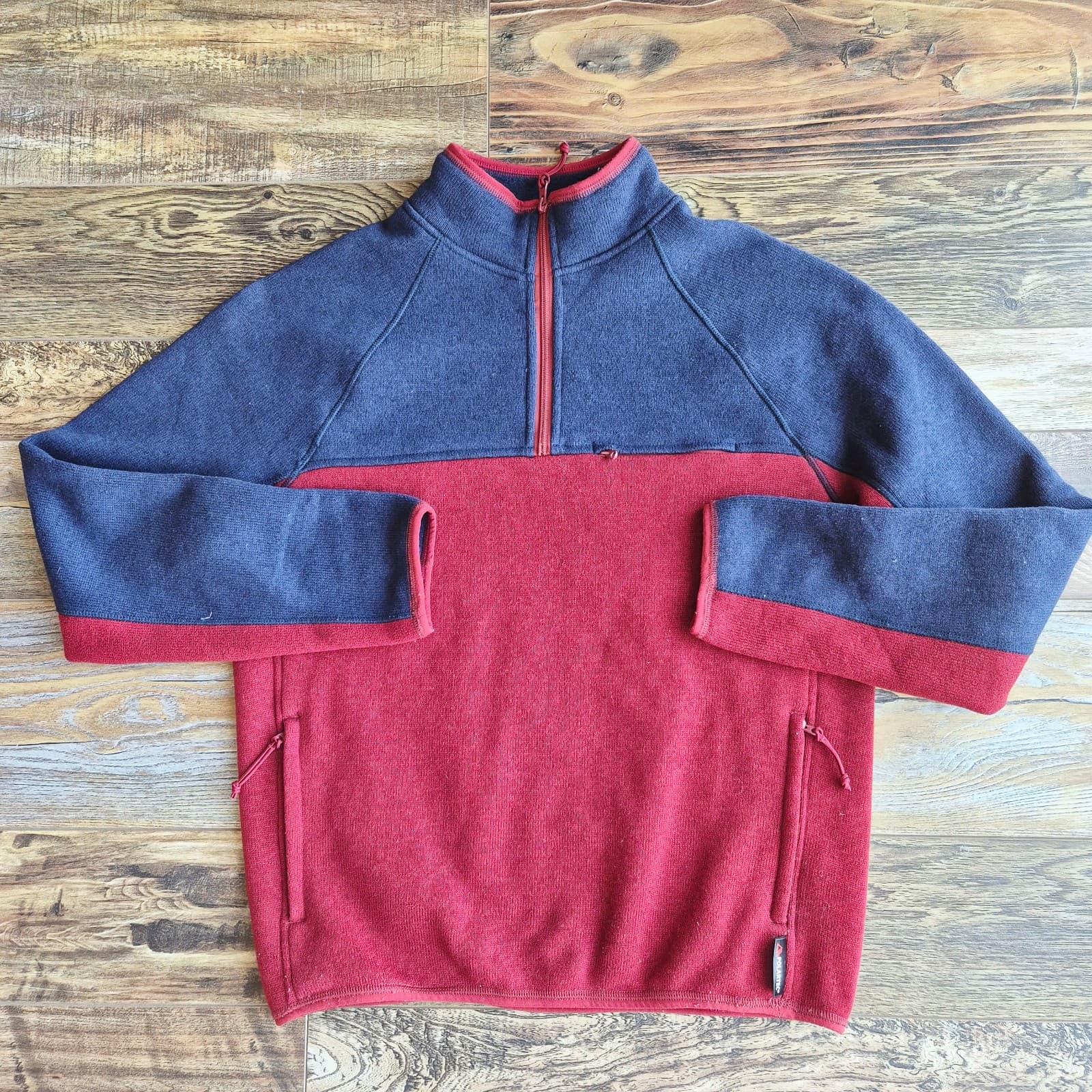 J.Crew Nordic Polartec Fleece 1/4 Zip Sweater Pullover Zip-Pocket Red Blue Men M - Thumbnail 4