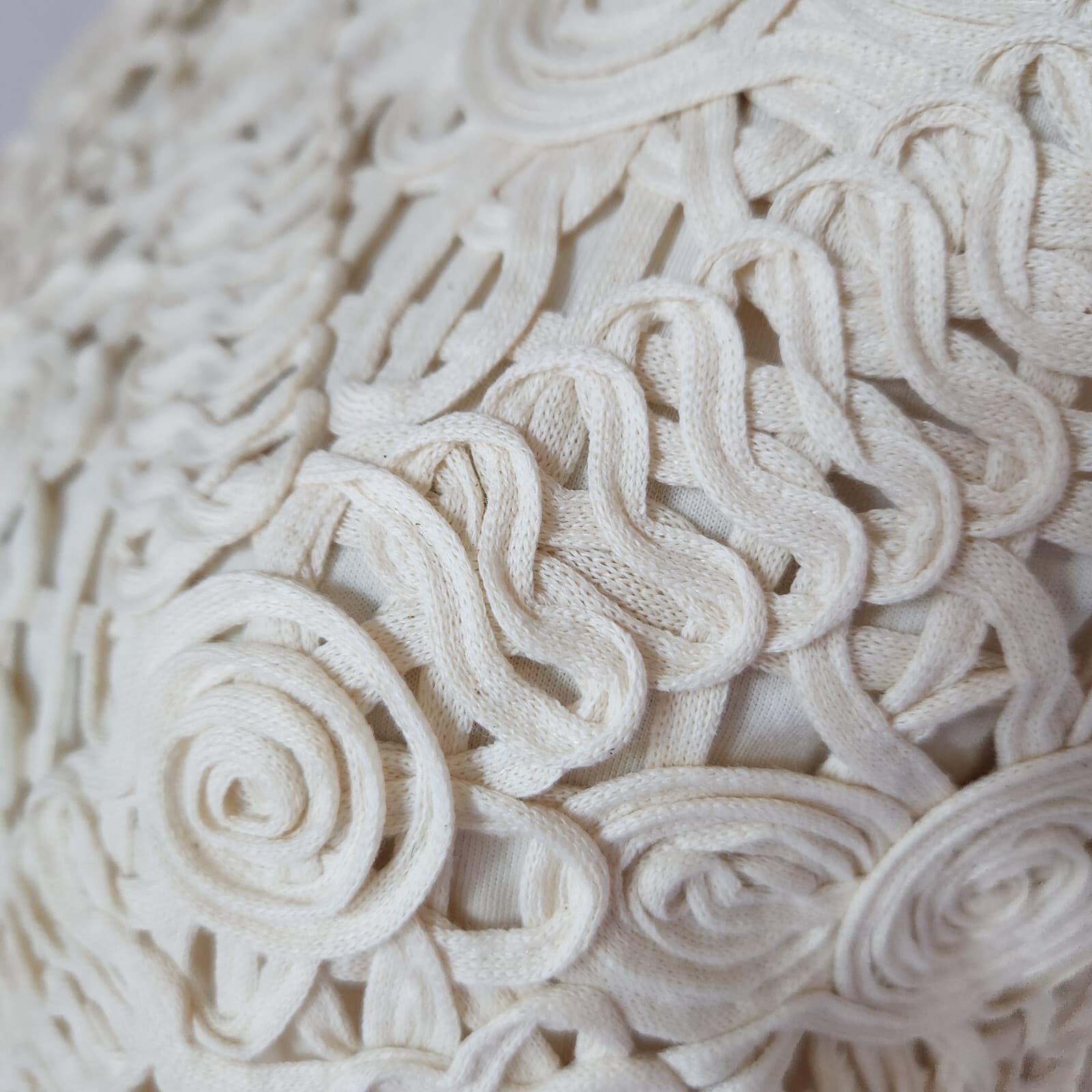 NWT ZARA Swirls Lace Cropped Top Shoulder-Strap Smock-Back Cotton Ivory Women L - Thumbnail 4