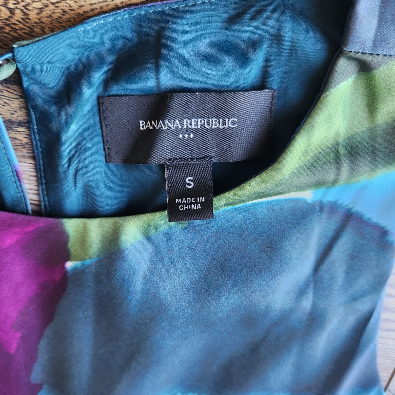 Banana Republic Satin Silky Crepe Midi Shift Dress Sleeveless Teal Peacock Sz.S - Thumbnail 11