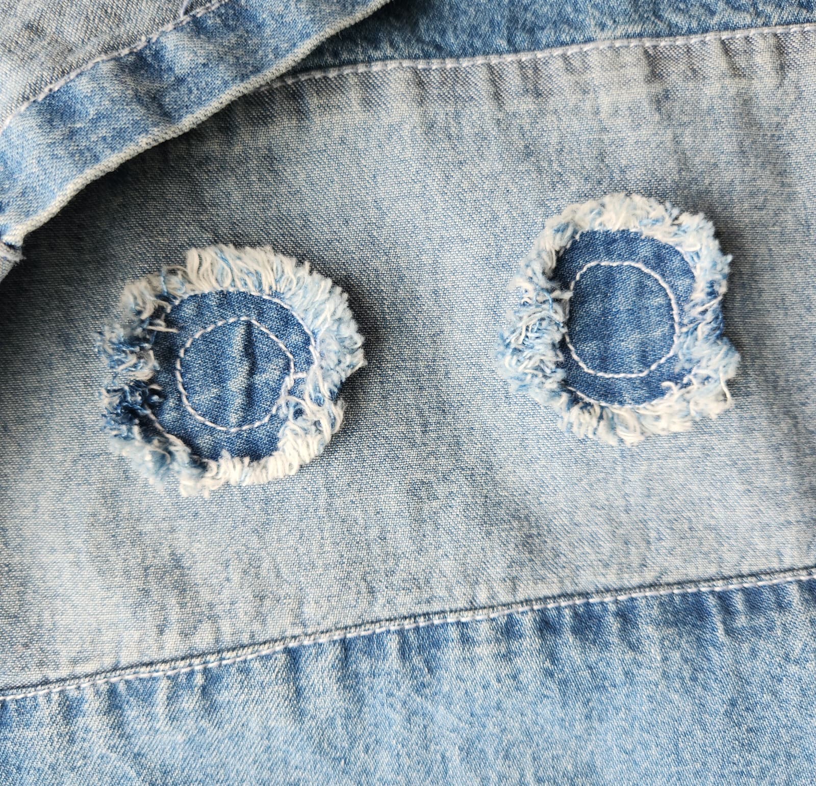 Vintage Draper's & Damon's Fish Appliqué Denim Midi Dress Short Sleeve Cotton L - Thumbnail 8