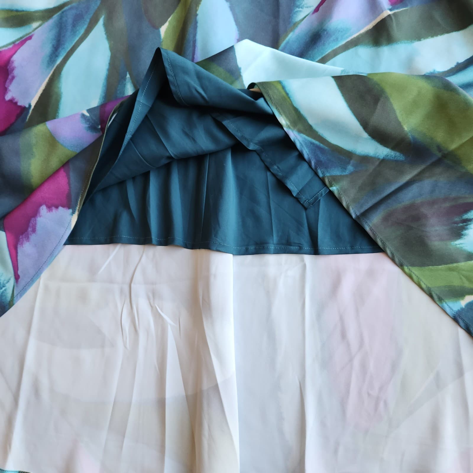 Banana Republic Satin Silky Crepe Midi Shift Dress Sleeveless Teal Peacock Sz.S - Thumbnail 10