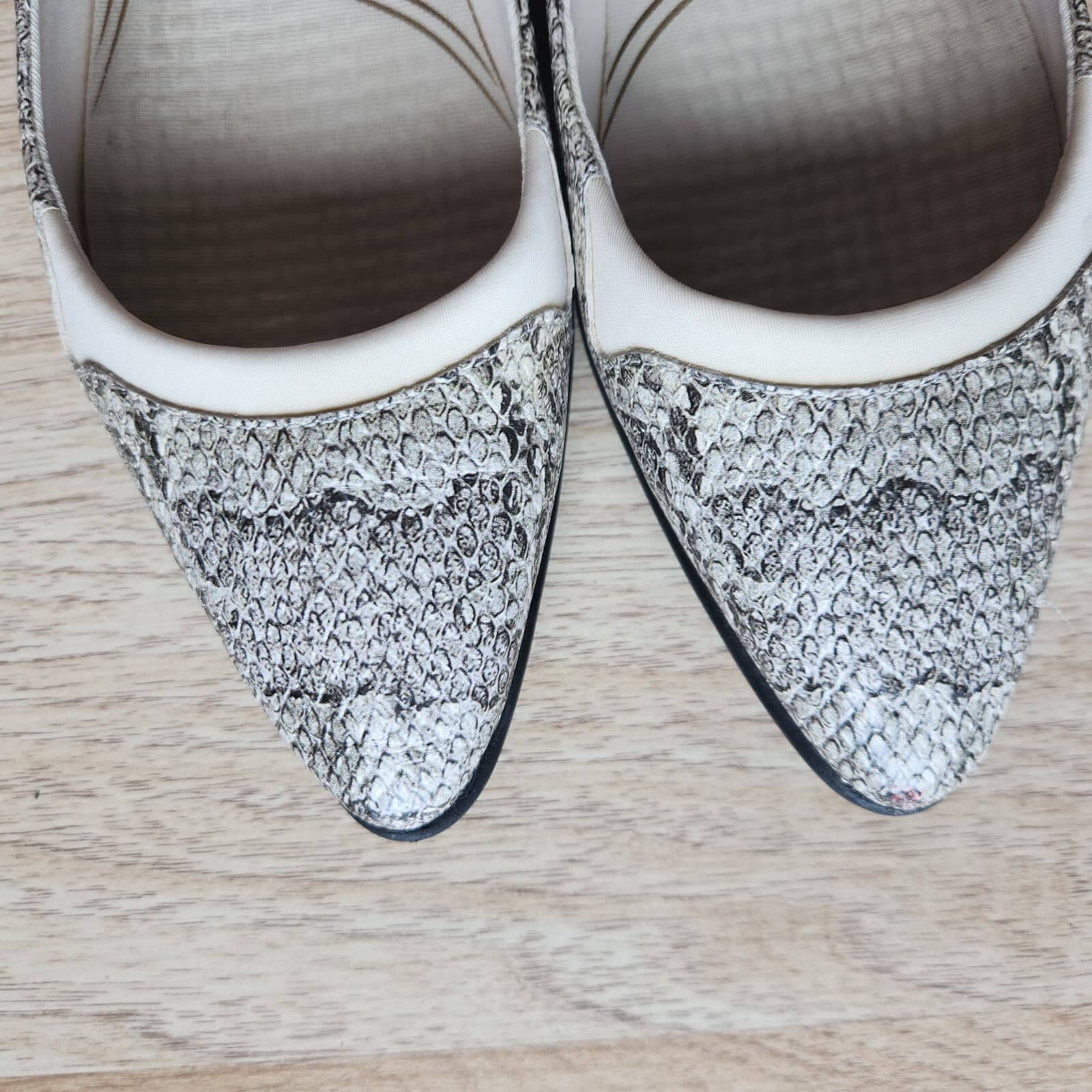 Cole Haan Grand Series Ambition Snakeskin Flat Loafer Slip-On Leather Beige US7B - Thumbnail 5