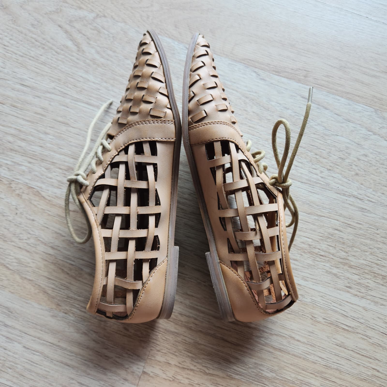 Coconuts By Matisse Gimlet Woven Boho Oxford Sandals Lace Beige Women's US6.5 - Thumbnail 7