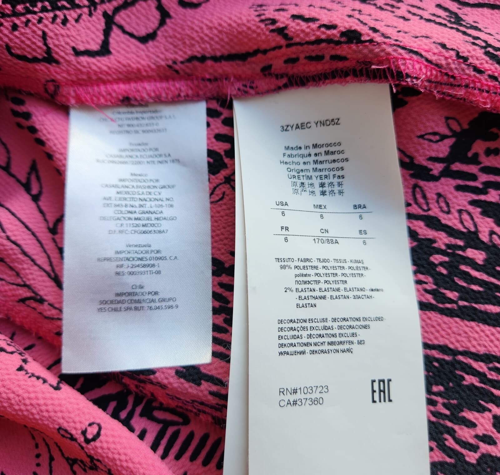 Armani Exchange Paisley Mermaid Hem Mini Dress Short Sleeve Pink Black Women's 6 - Thumbnail 10