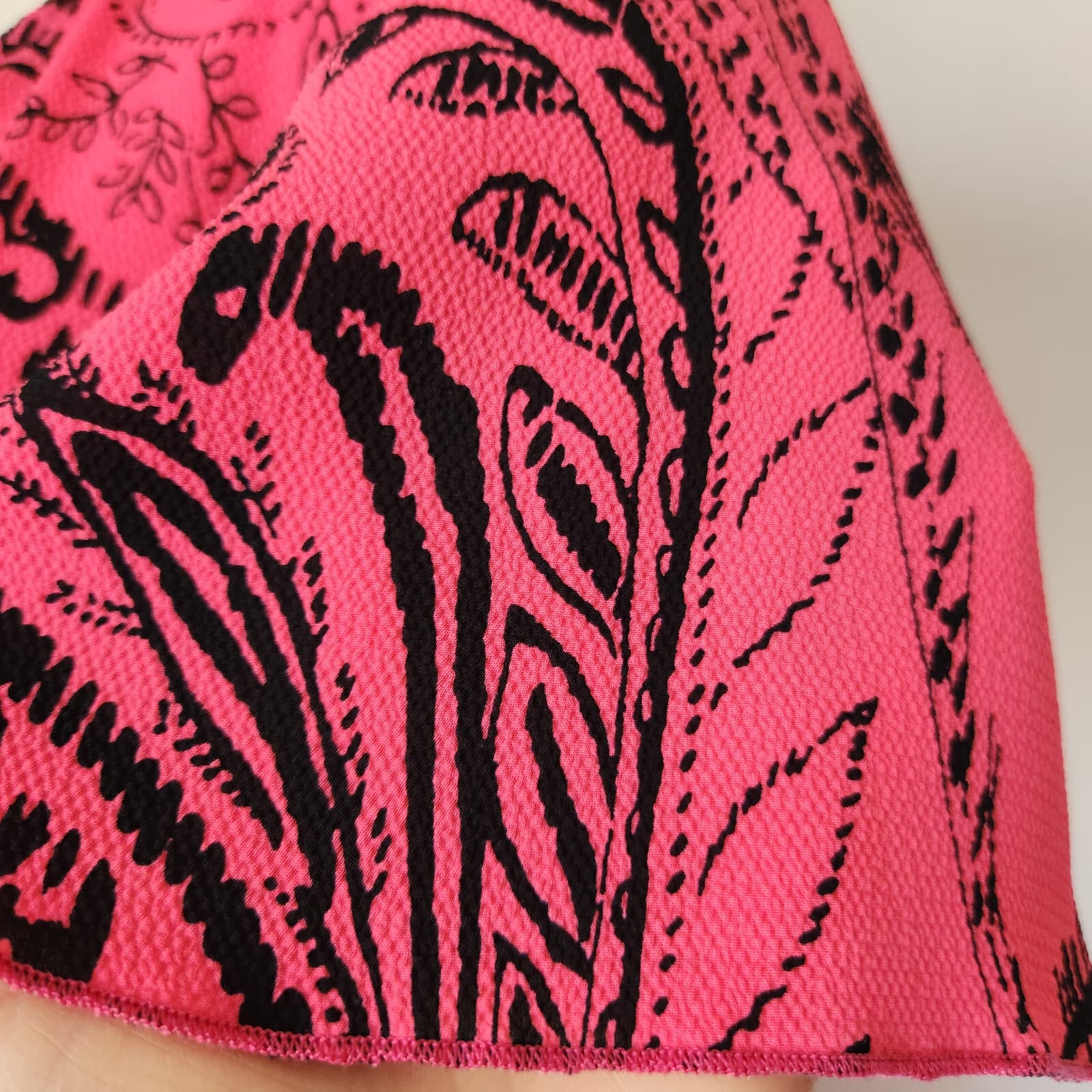 Armani Exchange Paisley Mermaid Hem Mini Dress Short Sleeve Pink Black Women's 6 - Thumbnail 4